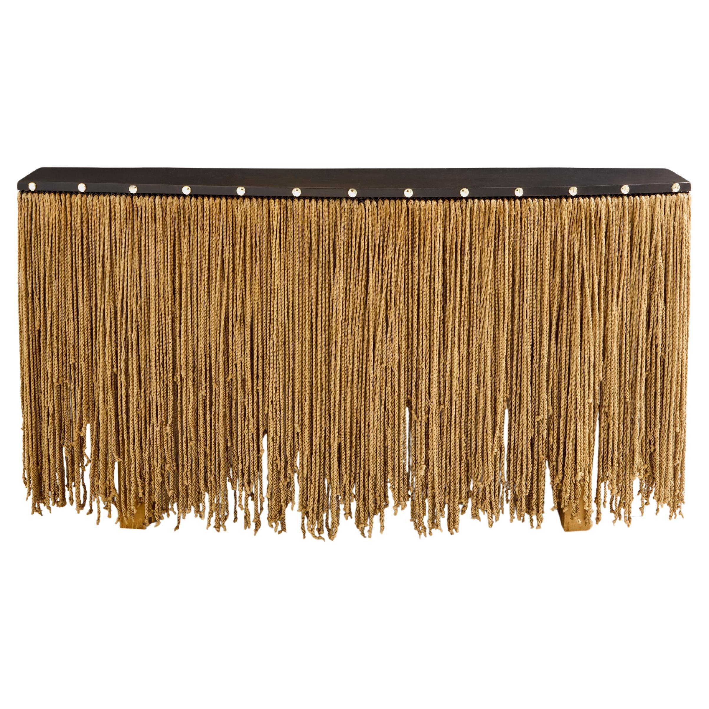 Sergio Ponzio IV metal and ropes console table 1970s For Sale