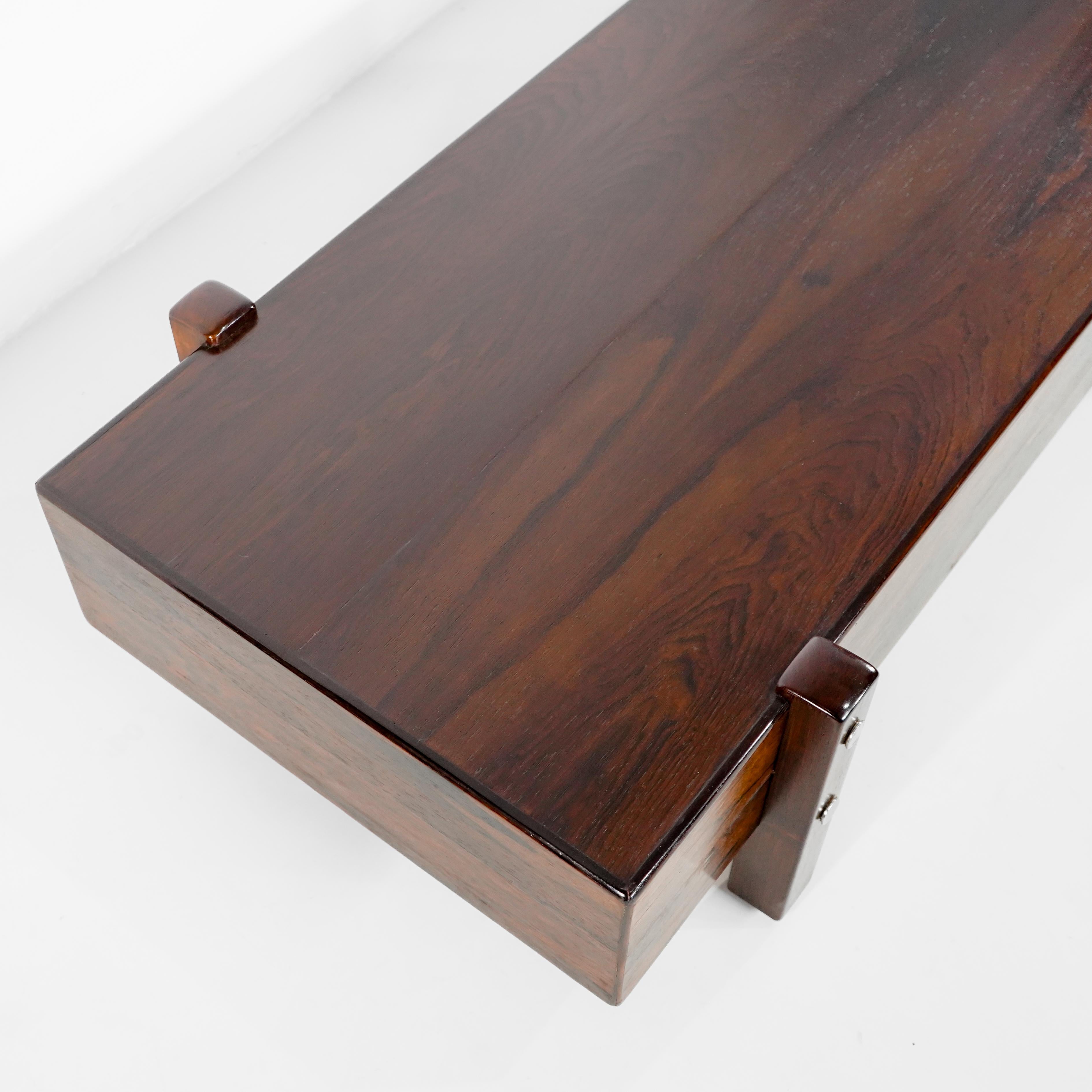 SERGIO RODRIGUES - 1965 - Eleh bench in Rosewood. Brazilian Modern Furniture For Sale 7