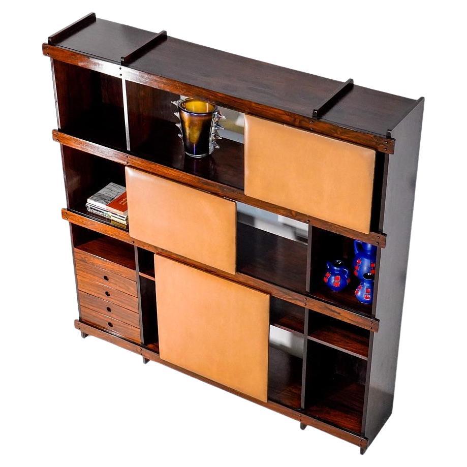 Sergio Rodrigues Bookcase Adolpho in Jacaranda Wood for OCA, Brazil, 1960 For Sale