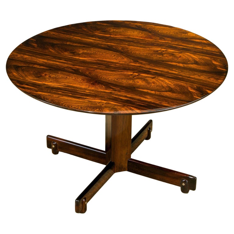 Sergio Rodrigues Brazilian Jacaranda Rosewood Dining or Center Table, 1960s For Sale