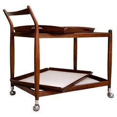 Sergio Rodrigues Brazilian Rosewood Bar Cart with Removable Trays, 1960s