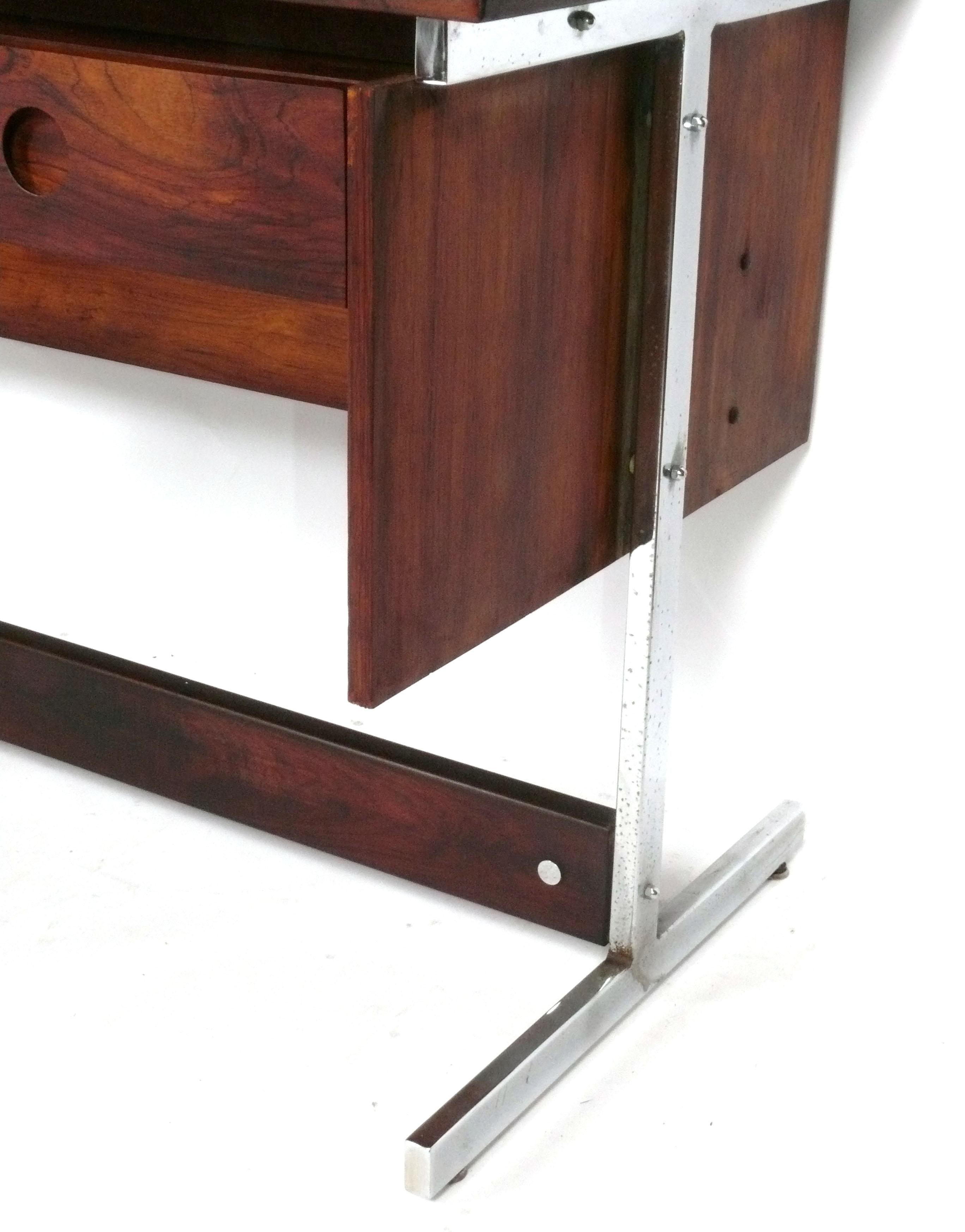 Sergio Rodrigues Brazilian Rosewood Desk and Chair In Good Condition For Sale In Atlanta, GA