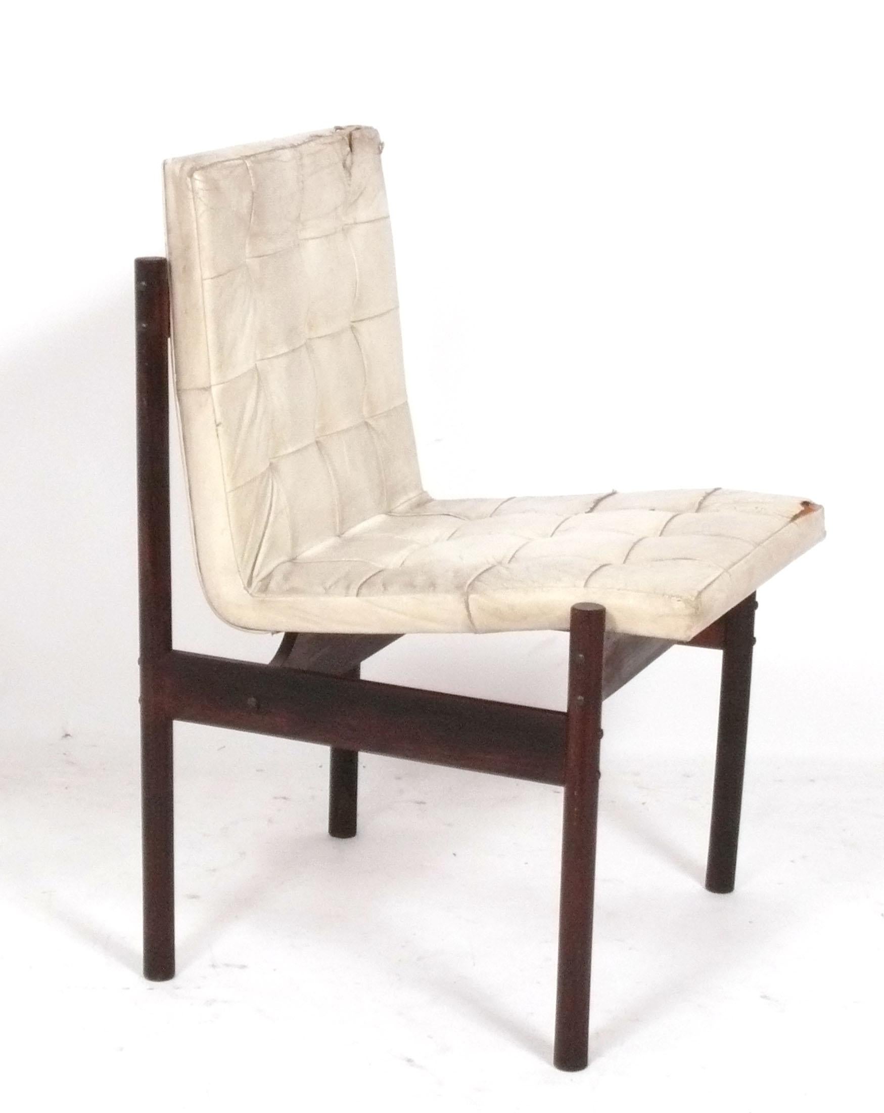 Metal Sergio Rodrigues Brazilian Rosewood Desk and Chair For Sale