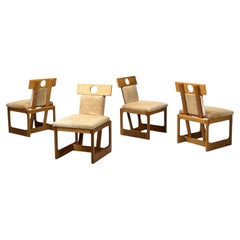 Sergio Rodrigues, Cavoina, Cowhide, Four Cuiabá Dining Chairs, Brazil, 1985