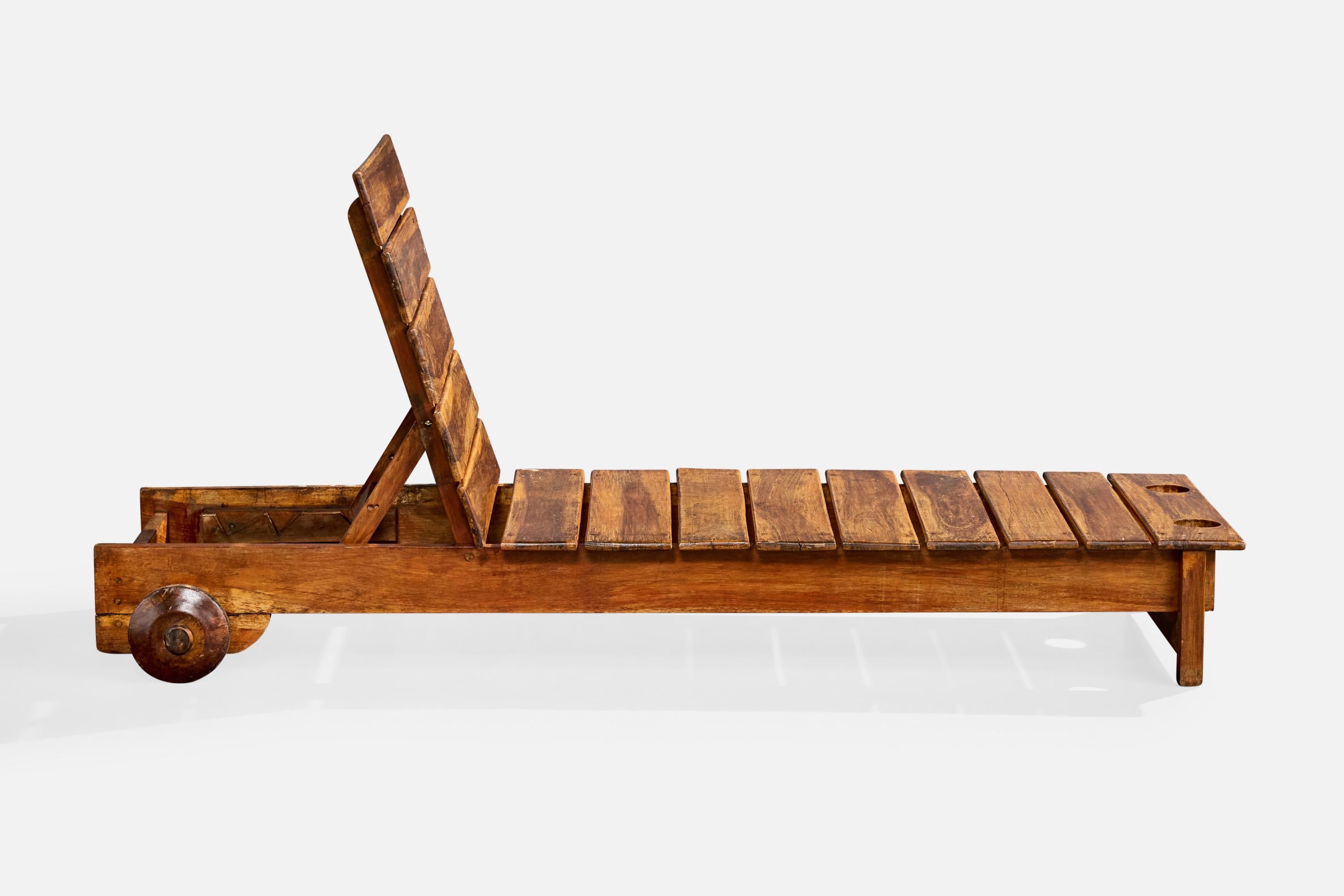 Late 20th Century Sergio Rodrigues, Chaise Longue, Wood, Brazil, 1980s For Sale