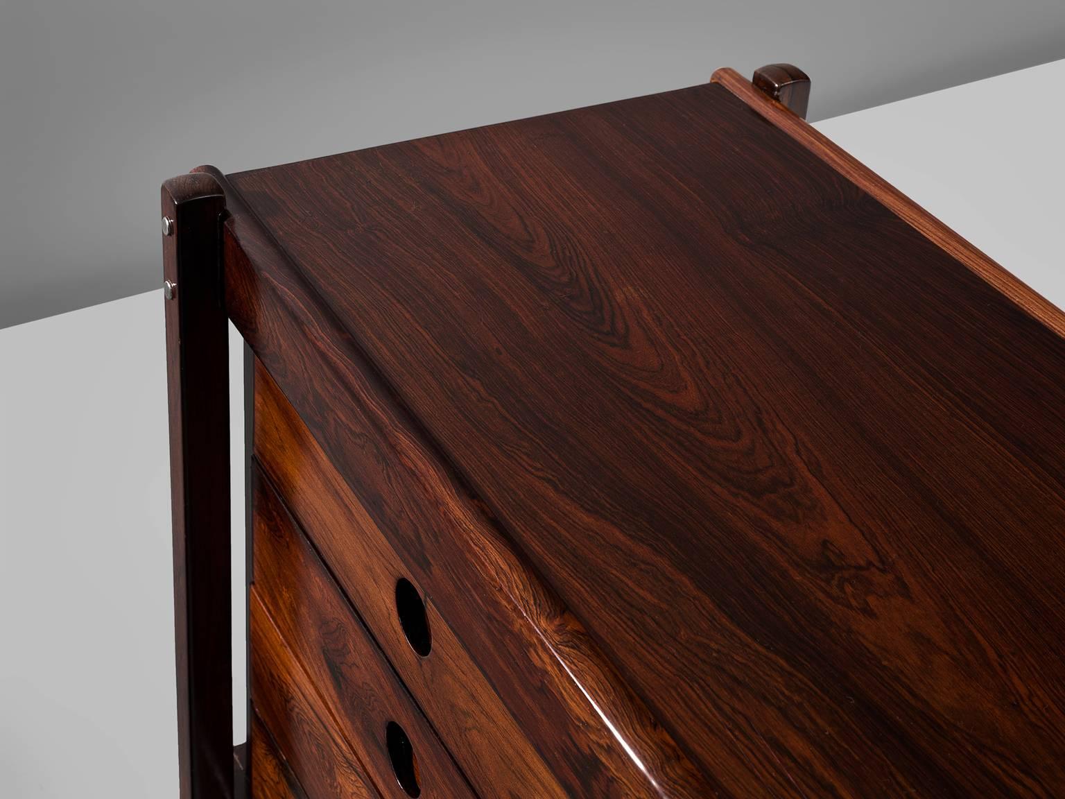 Sergio Rodrigues Credenza in Rosewood and Leather 1