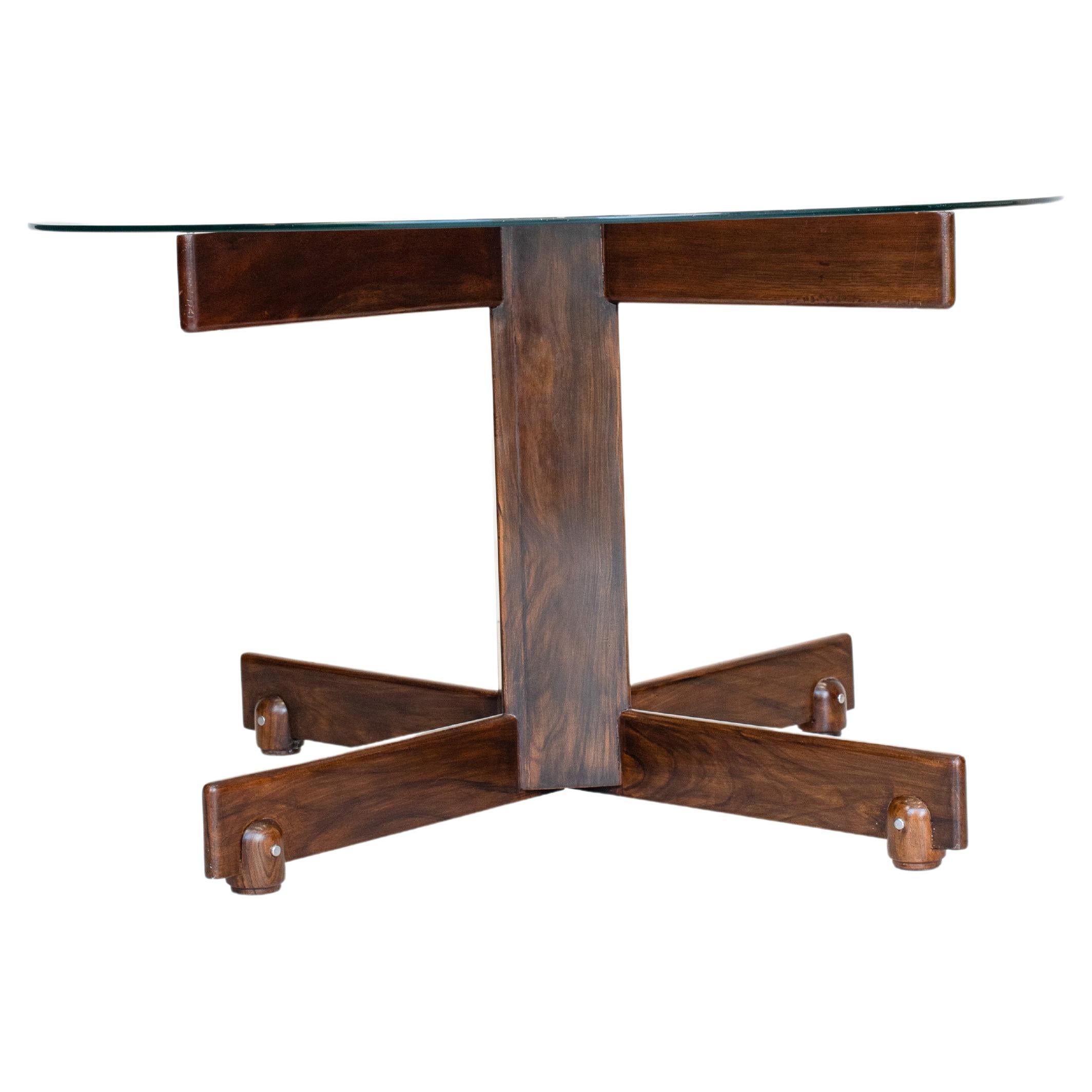 Sergio Rodrigues, Dining Table, "Alex", C. 1960 in Bois Massif et Verre For Sale