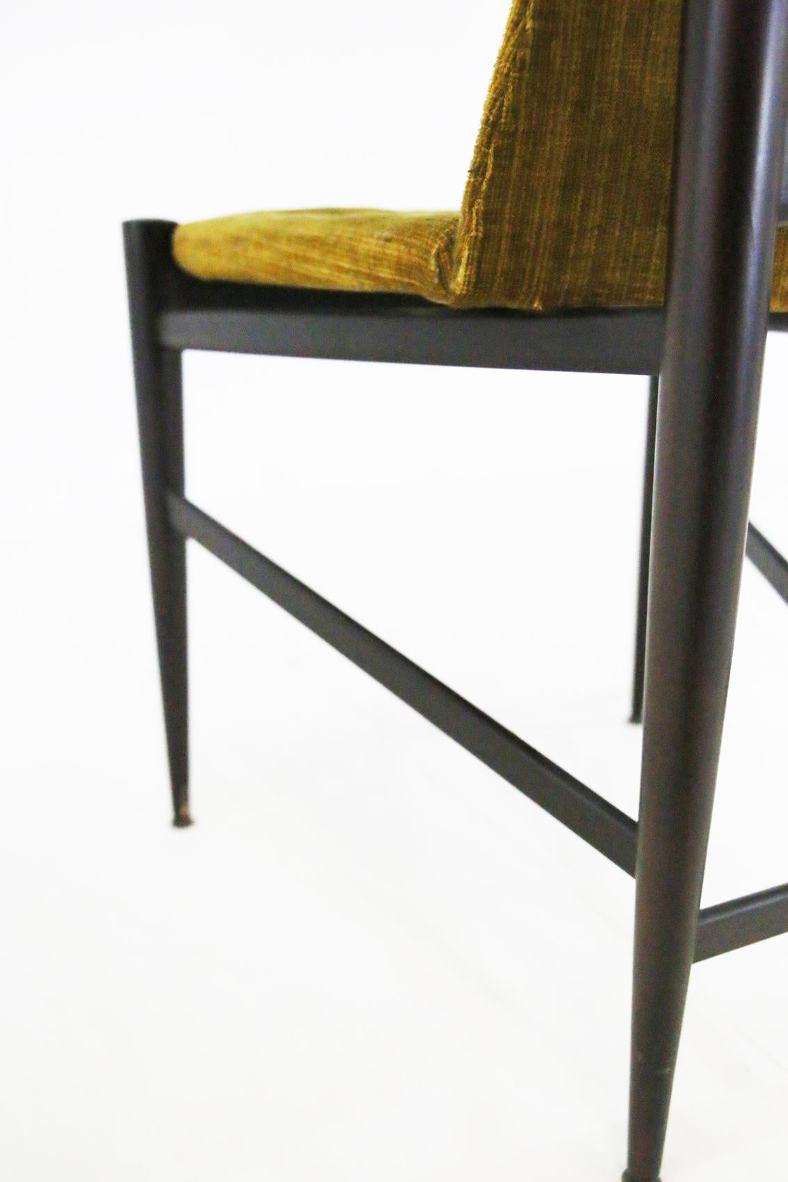 Mid-Century Modern Sergio Rodrigues for Isa Bergamo Set of Midcentury Chairs Six Yellow Velvet 1950