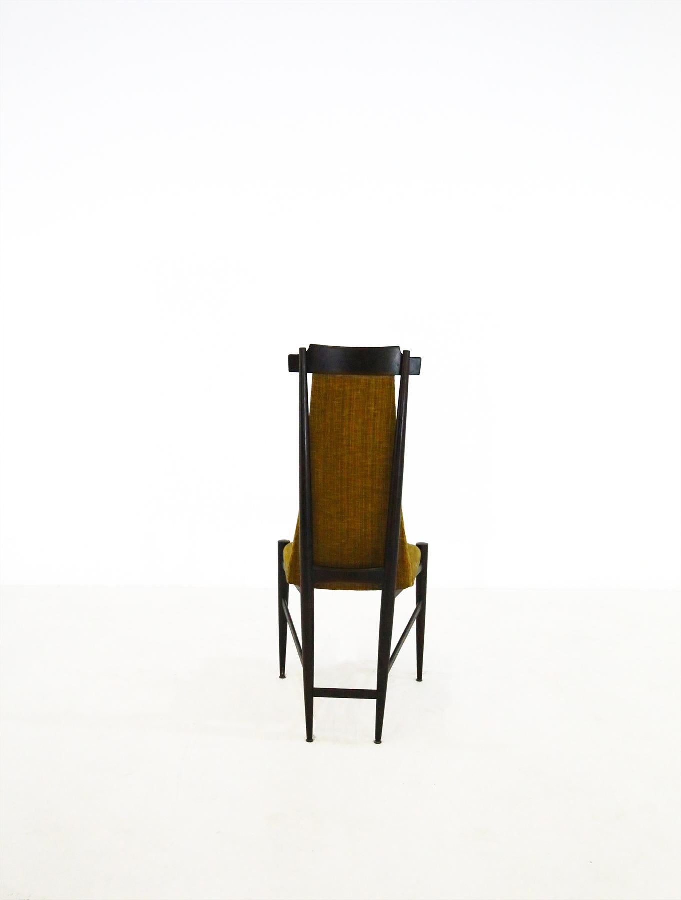 Italian Sergio Rodrigues for Isa Bergamo Set of Midcentury Chairs Six Yellow Velvet 1950
