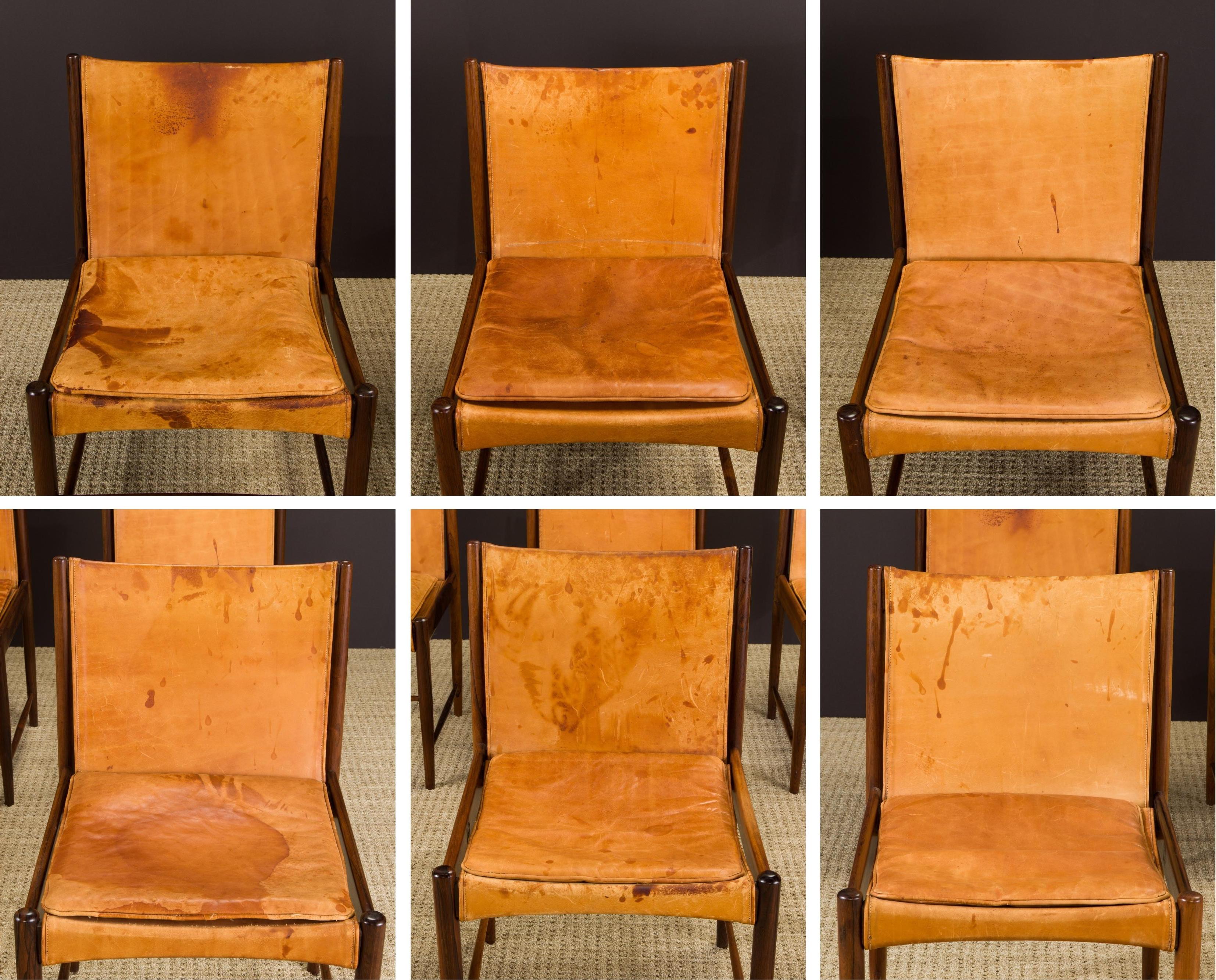 Sergio Rodrigues for Oca Jacaranda & Leather Cantu Chairs, c 1959 Brazil, Signed For Sale 7