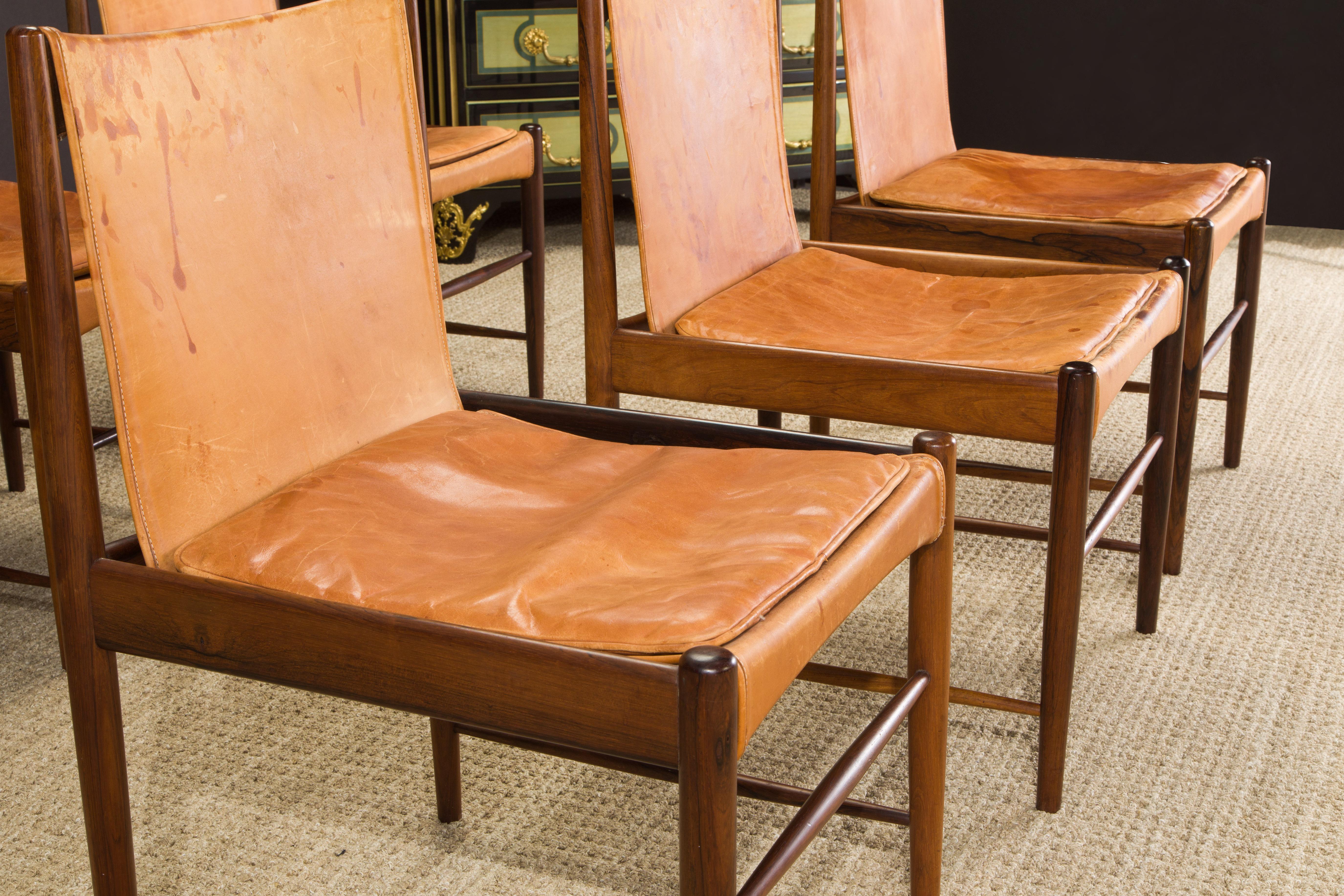 Sergio Rodrigues for Oca Jacaranda & Leather Cantu Chairs, c 1959 Brazil, Signed For Sale 8