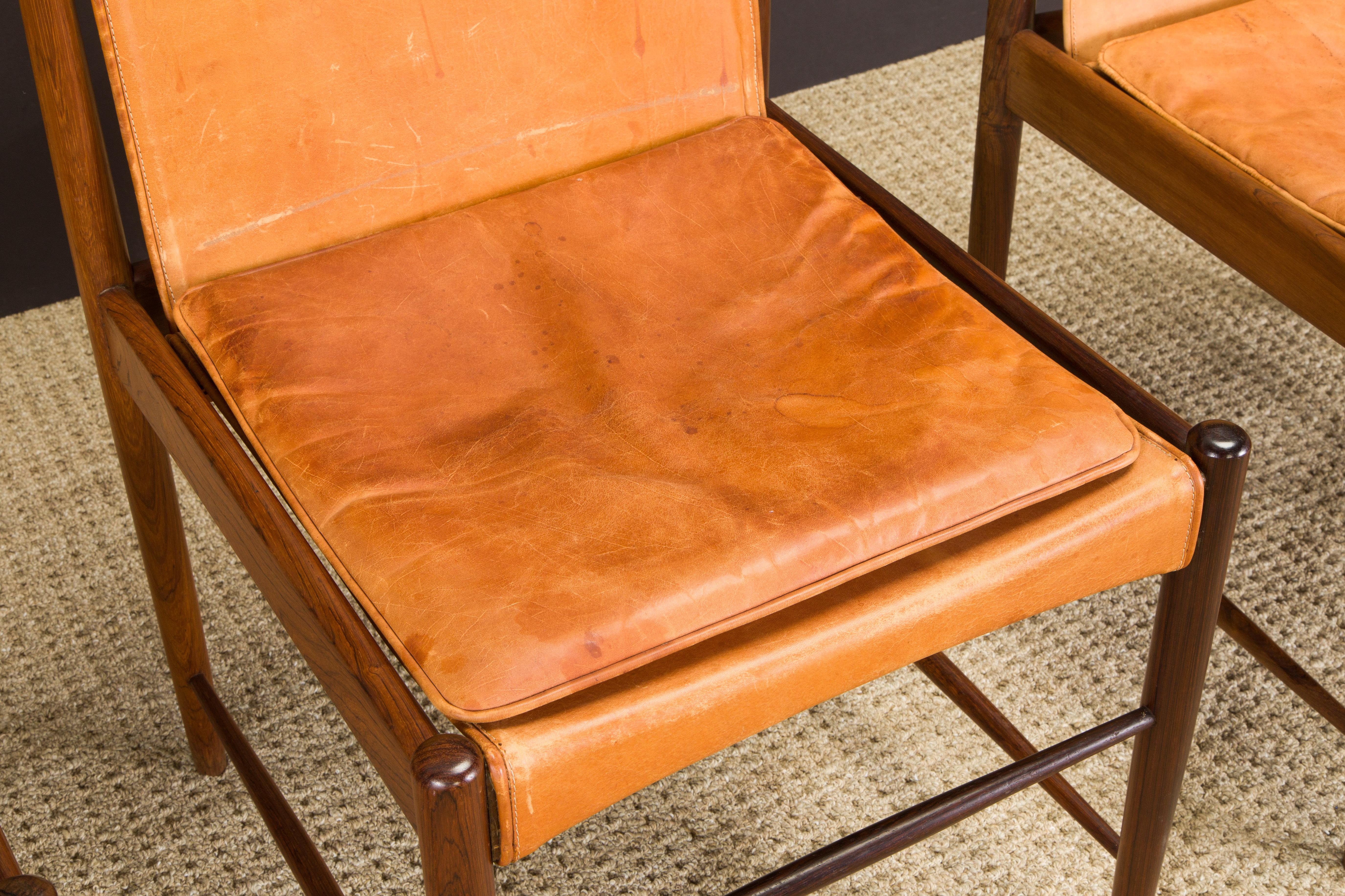 Sergio Rodrigues for Oca Jacaranda & Leather Cantu Chairs, c 1959 Brazil, Signed For Sale 10