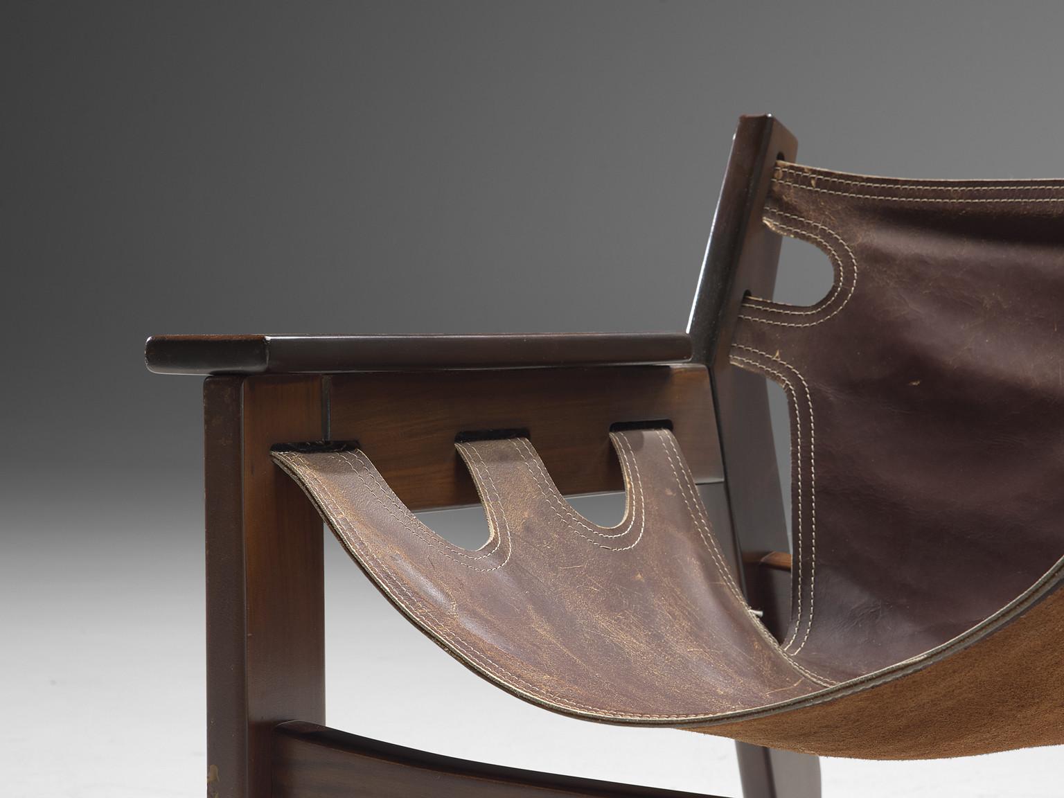 Post-Modern Sergio Rodrigues for OCA 'Kilin' Lounge Chair in Wood and Leather