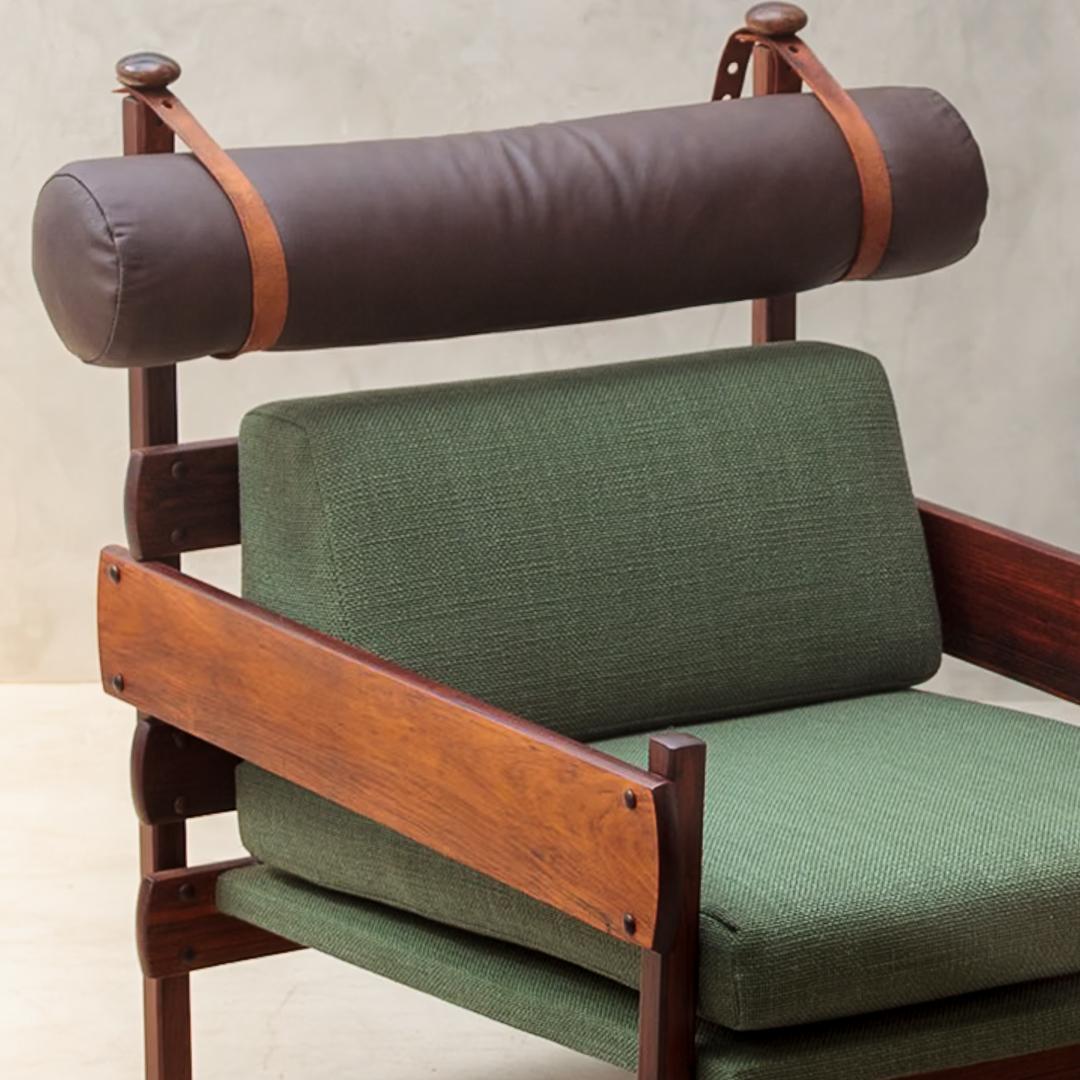 Sergio Rodrigues, Franco-Sessel aus Palisanderholz, Kopfstütze brasilianisches modernes Design im Angebot 5