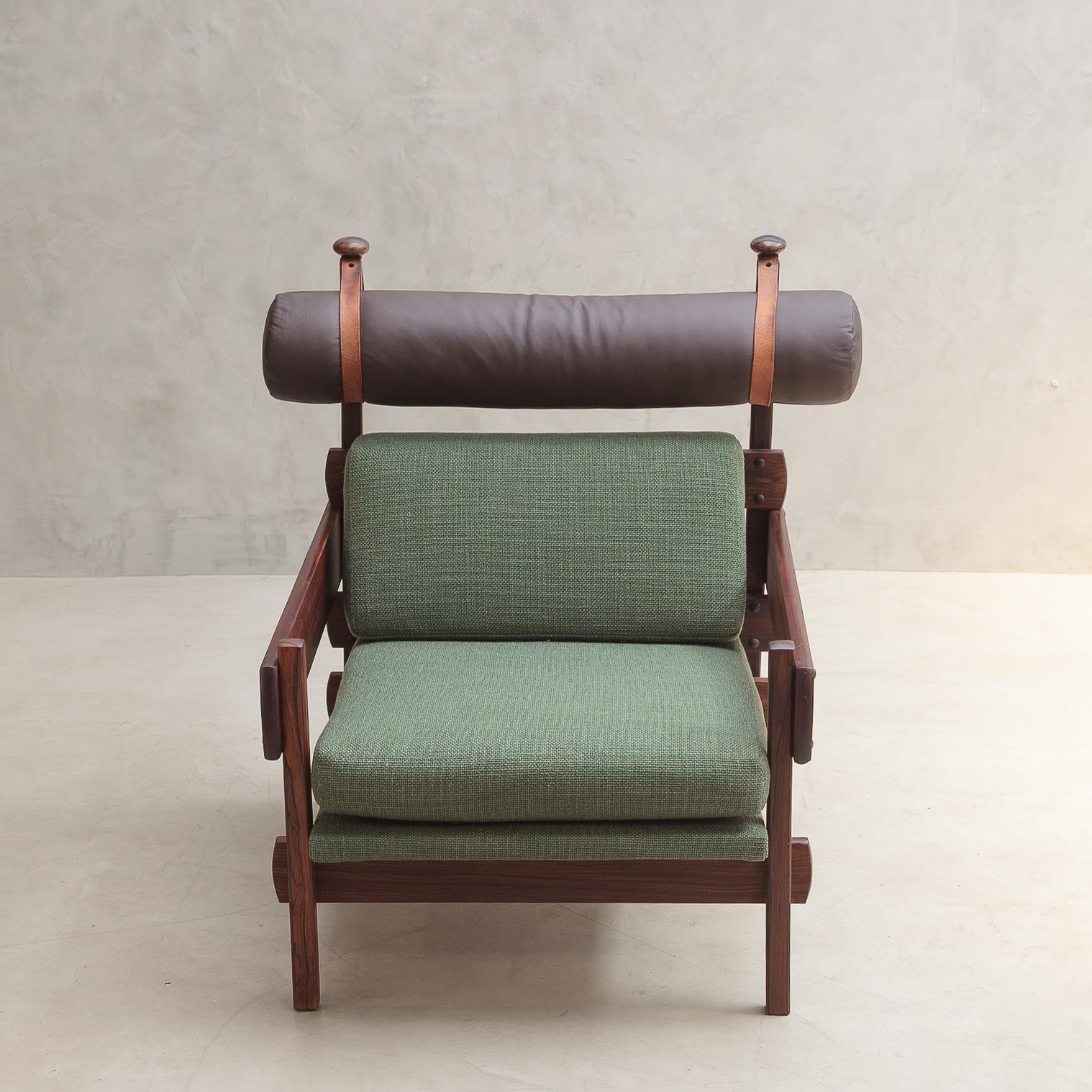 Sergio Rodrigues, Franco-Sessel aus Palisanderholz, Kopfstütze brasilianisches modernes Design im Zustand „Gut“ im Angebot in São Paulo, SP
