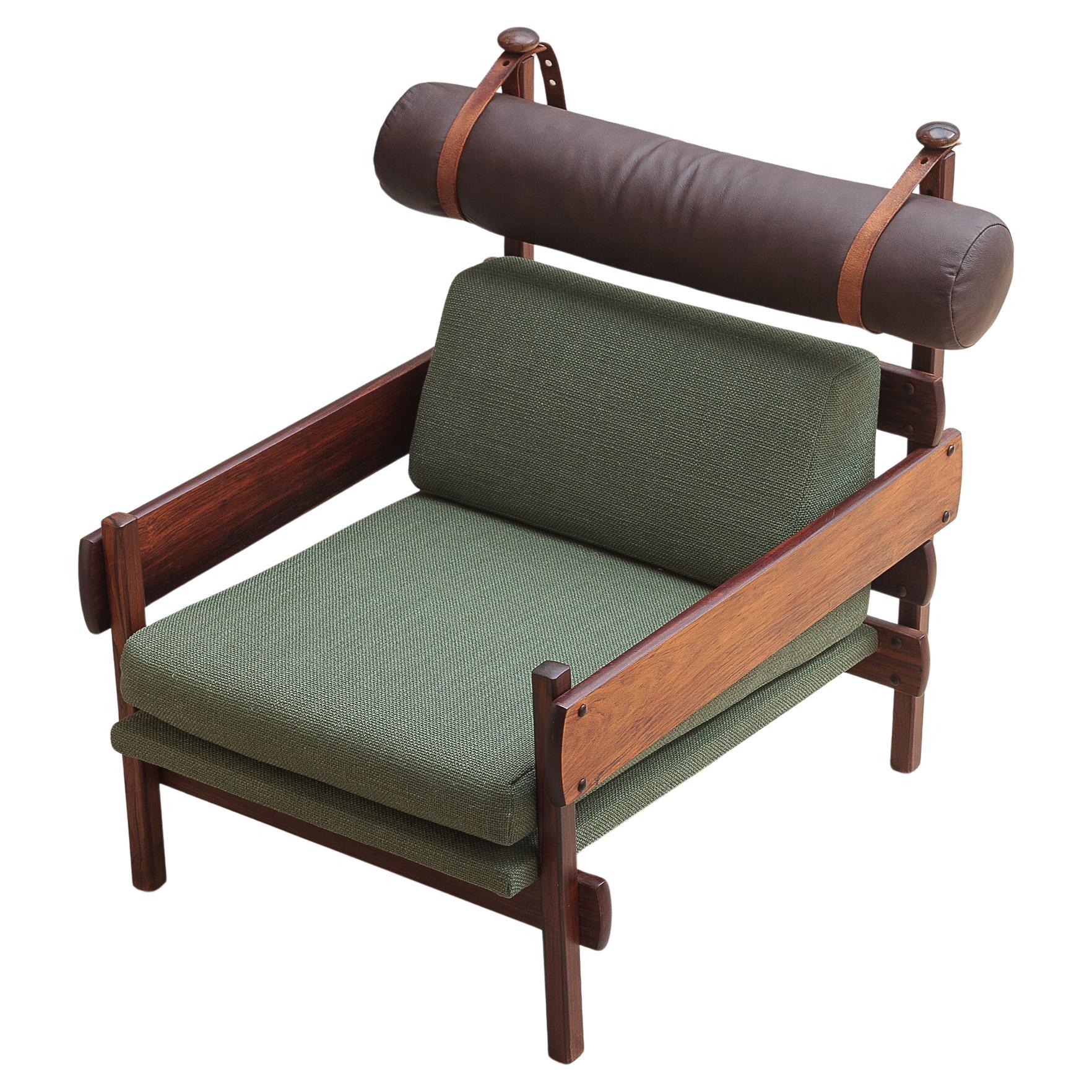 Sergio Rodrigues, Franco armchair in rosewood, headrest brazillian modern design