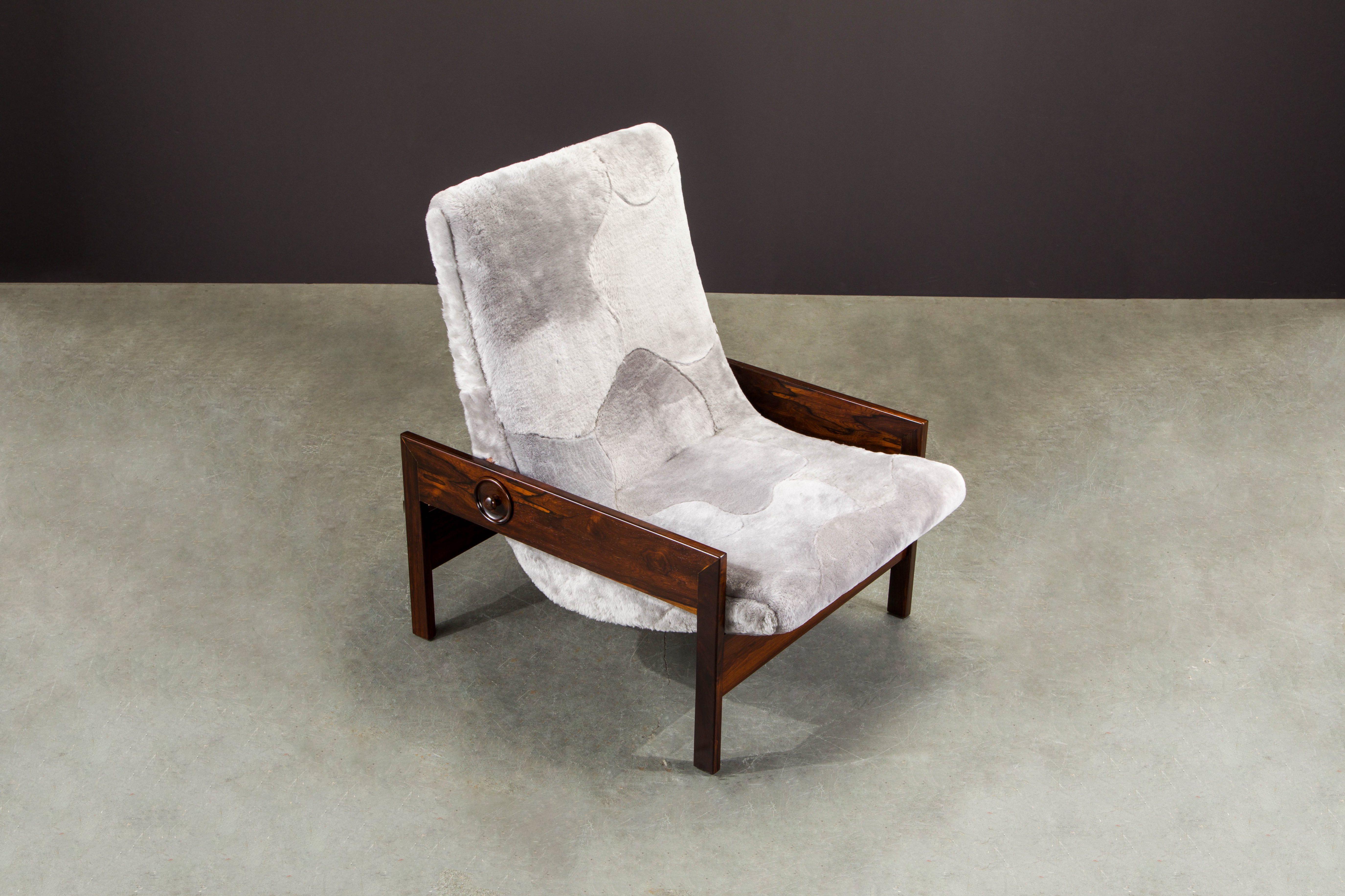 Sergio Rodrigues 'Gio' Chairs in Rosewood and Edelman Shearling, 1960s Brazil 3