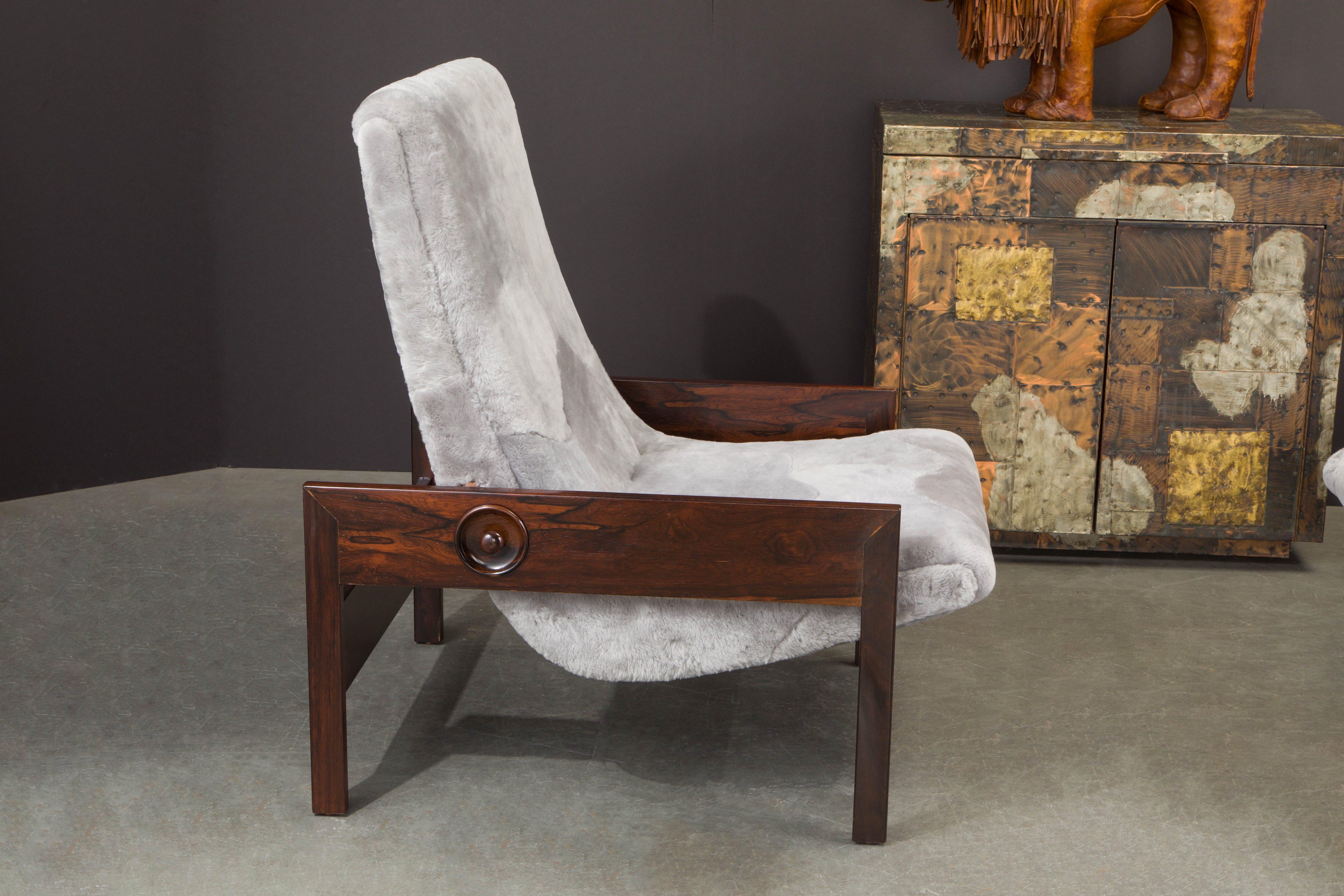 Sergio Rodrigues 'Gio' Chairs in Rosewood and Edelman Shearling, 1960s Brazil 8