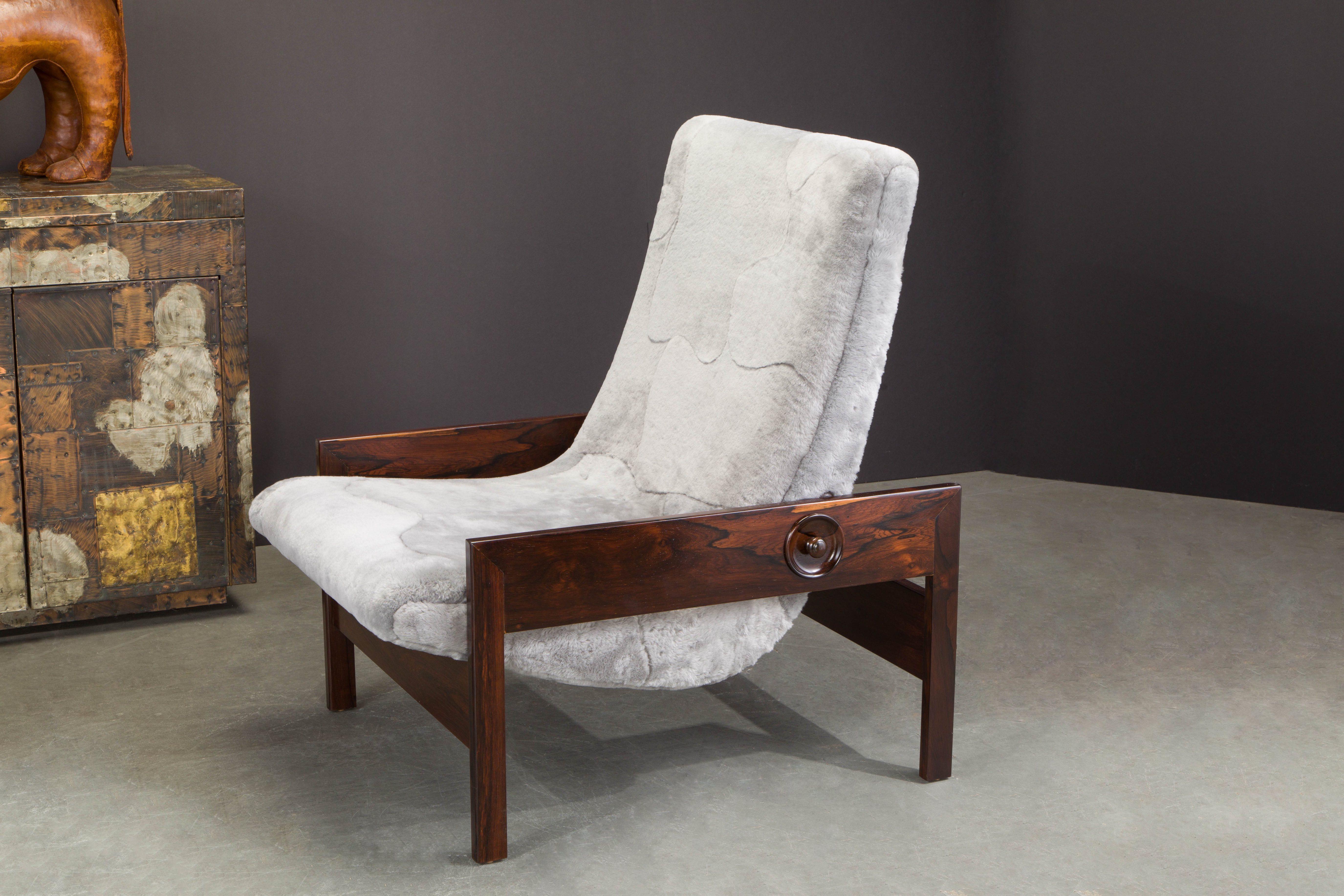 Sergio Rodrigues 'Gio' Chairs in Rosewood and Edelman Shearling, 1960s Brazil 9