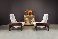 Sergio Rodrigues 'Gio' Chairs in Rosewood and Edelman Shearling, 1960s Brazil