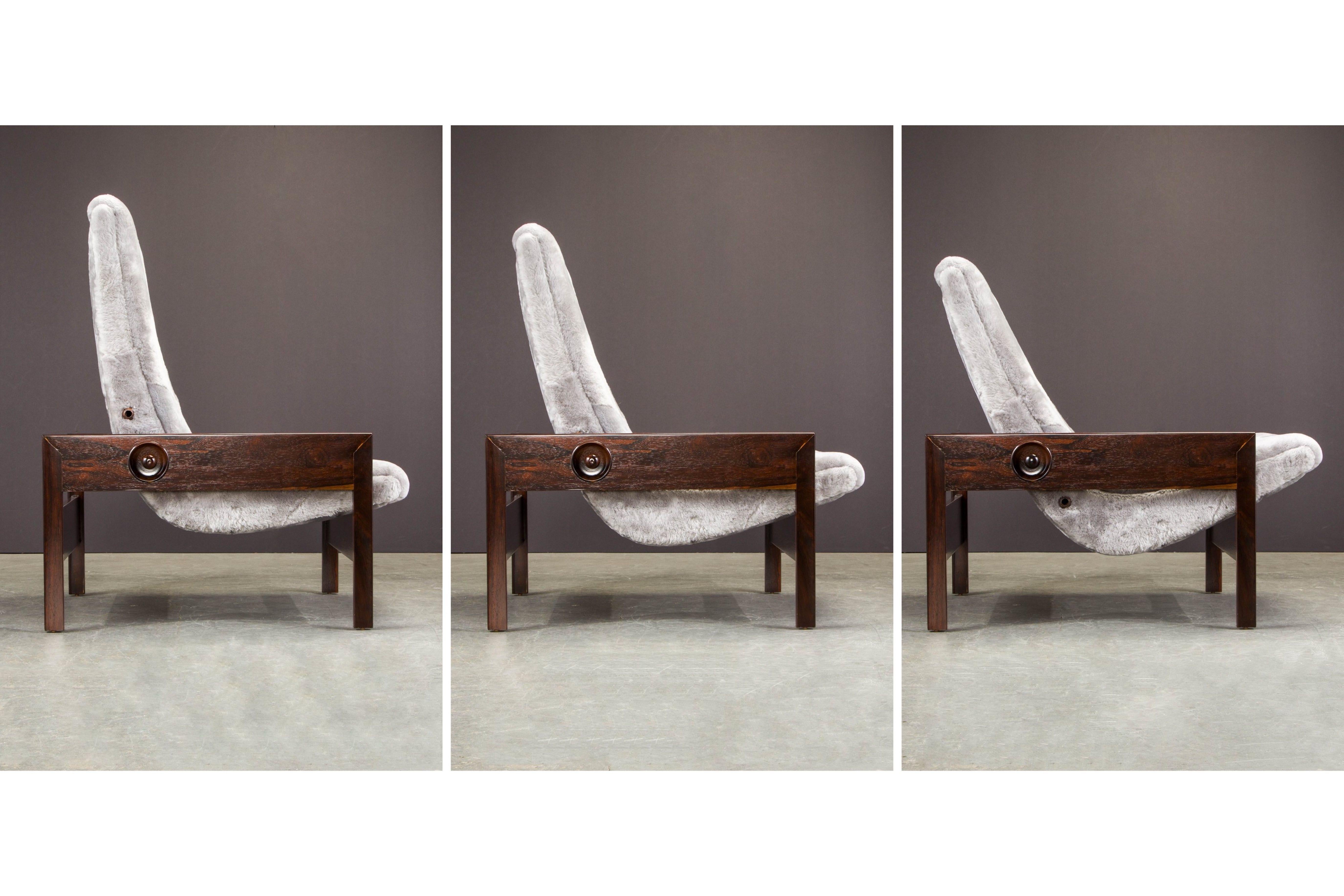 Sergio Rodrigues 'Gio' Chairs in Rosewood and Edelman Shearling, 1960s Brazil 13