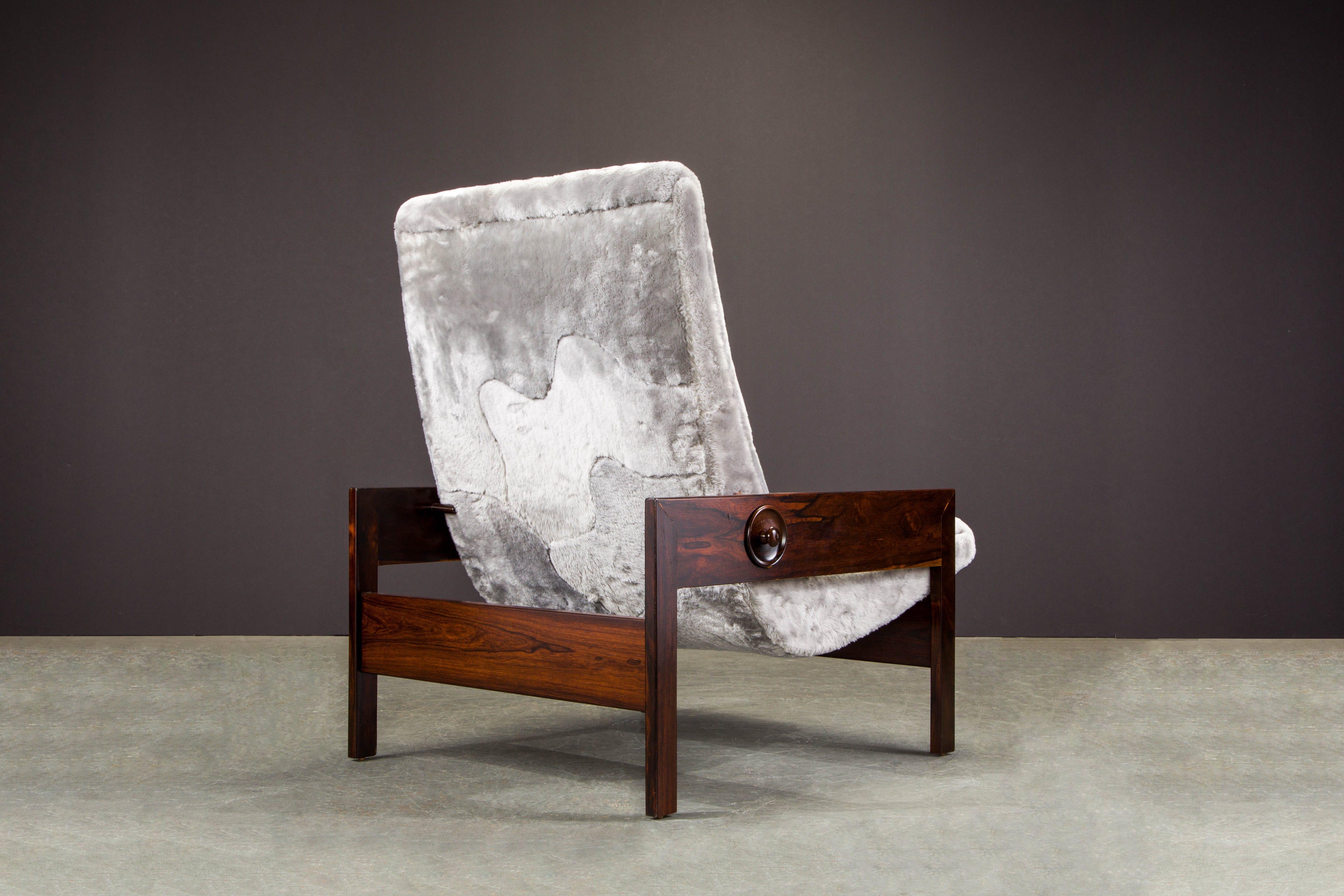 Sergio Rodrigues 'Gio' Chairs in Rosewood and Edelman Shearling, 1960s Brazil 1
