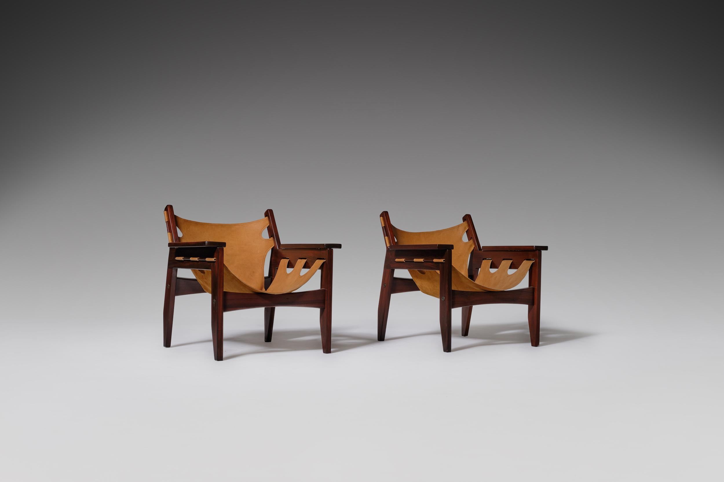 Leather Sergio Rodrigues ‘Kilin’ Chairs for Oca, Brazil, 1970s