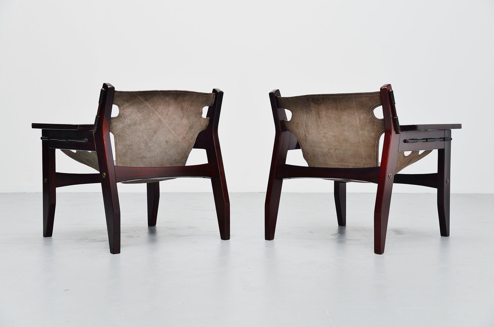 Mid-Century Modern Sergio Rodrigues Kilin Chairs Pair Oca, Brazil, 1973