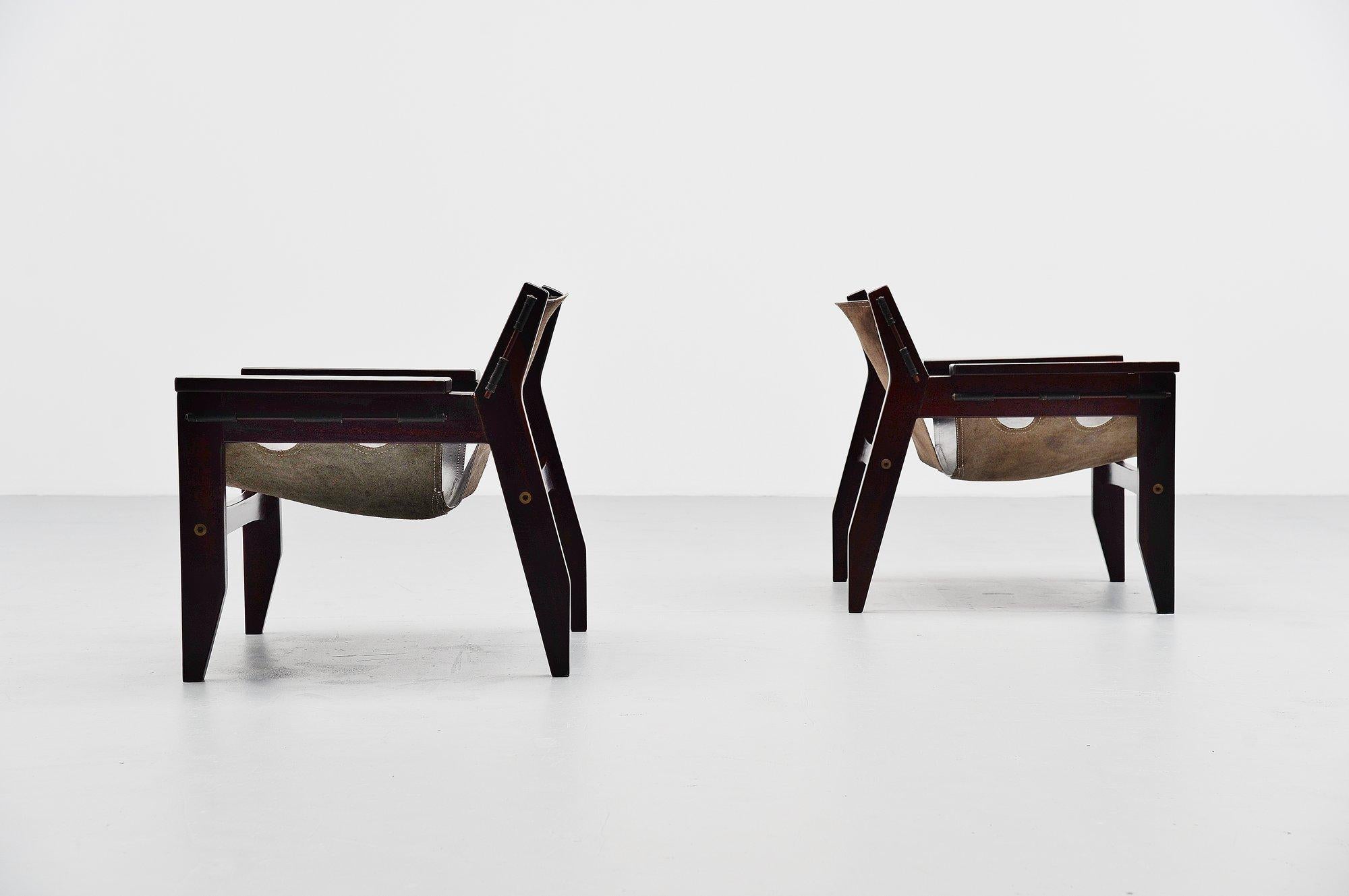 Brazilian Sergio Rodrigues Kilin Chairs Pair Oca, Brazil, 1973