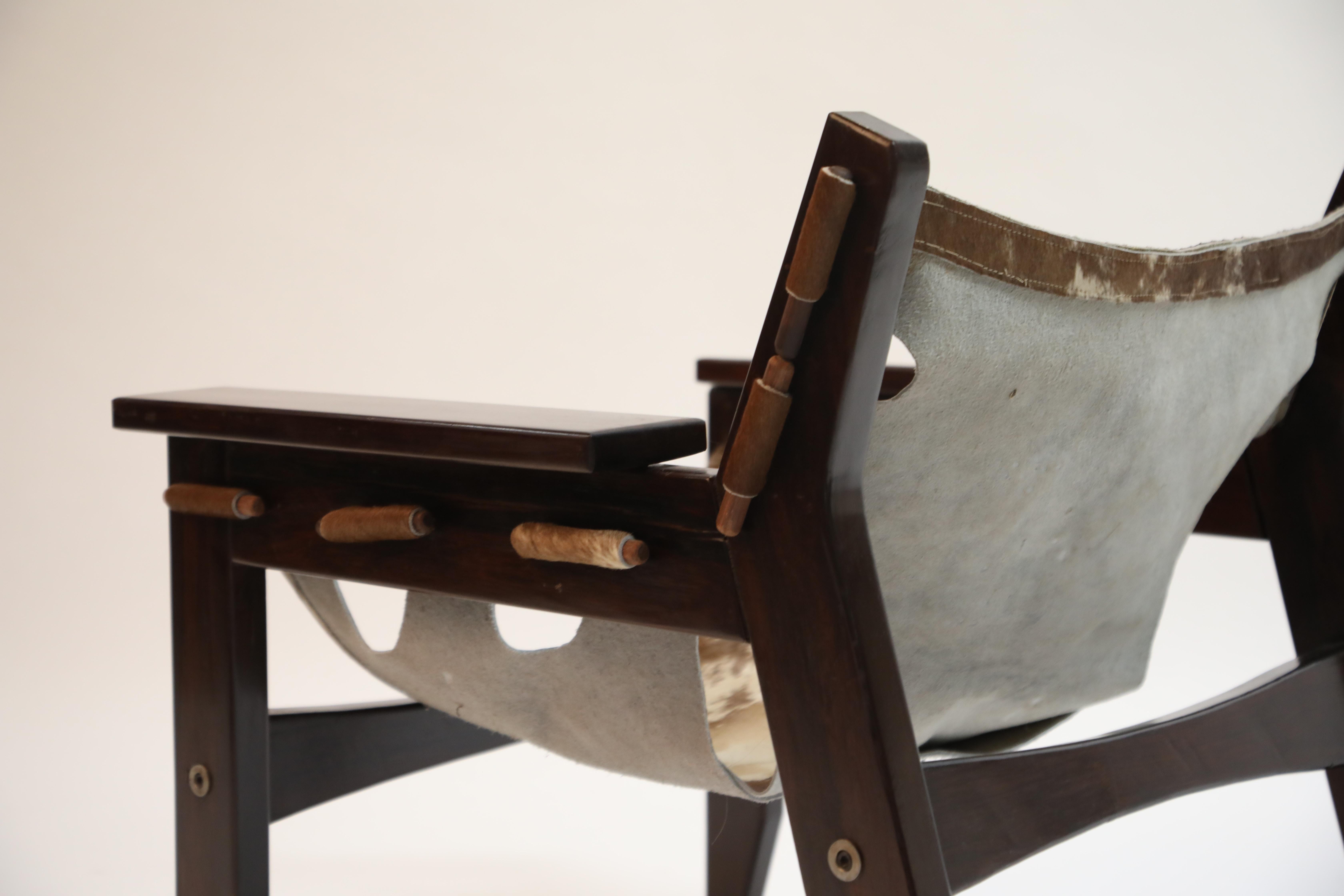 Sergio Rodrigues 'Kilin' Lounge Chair in Rosewood and Cowhide, OCA, Brazil 1970s 2