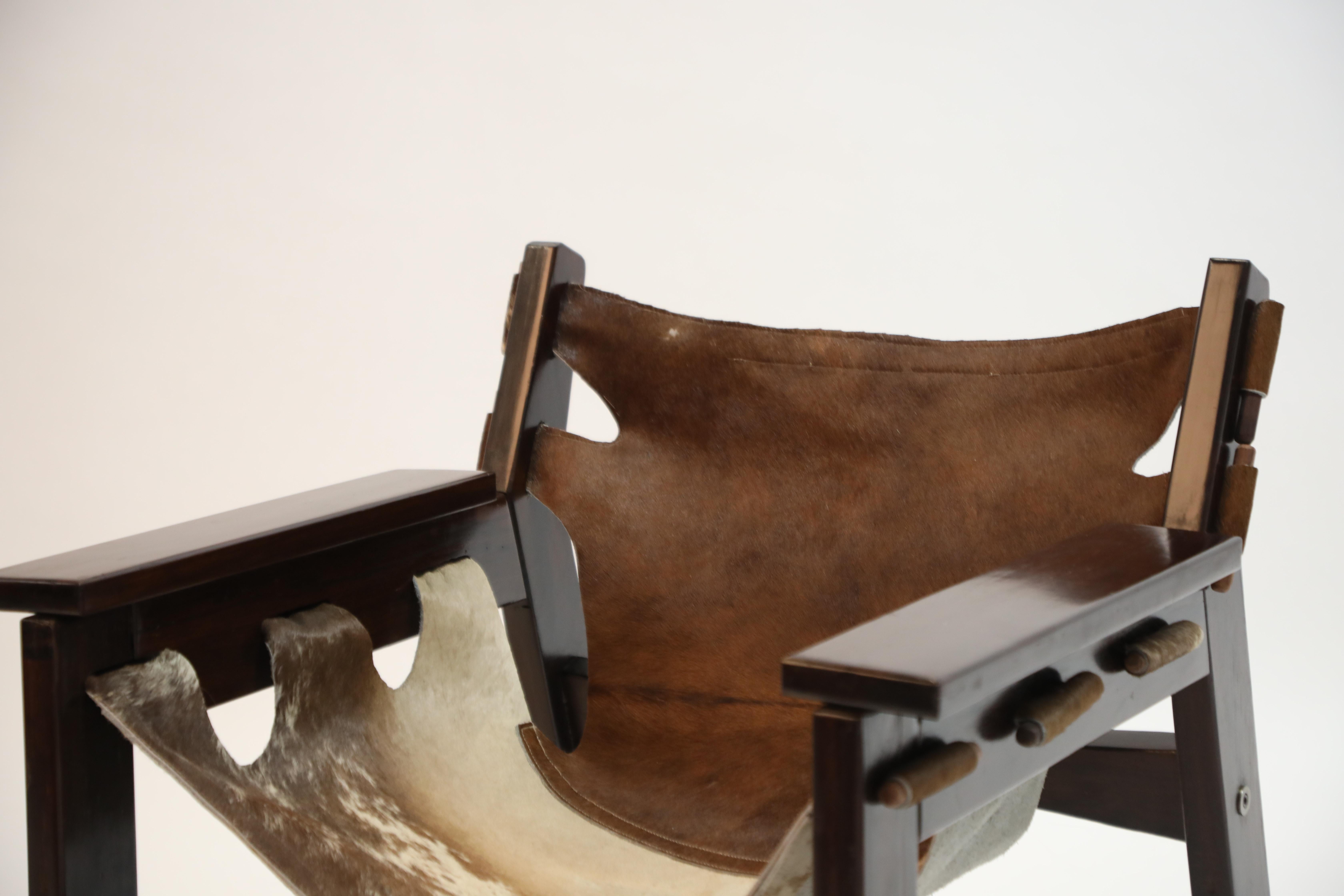 Sergio Rodrigues 'Kilin' Lounge Chair in Rosewood and Cowhide, OCA, Brazil 1970s 3