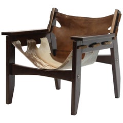 Vintage Sergio Rodrigues 'Kilin' Lounge Chair in Rosewood and Cowhide, OCA, Brazil 1970s