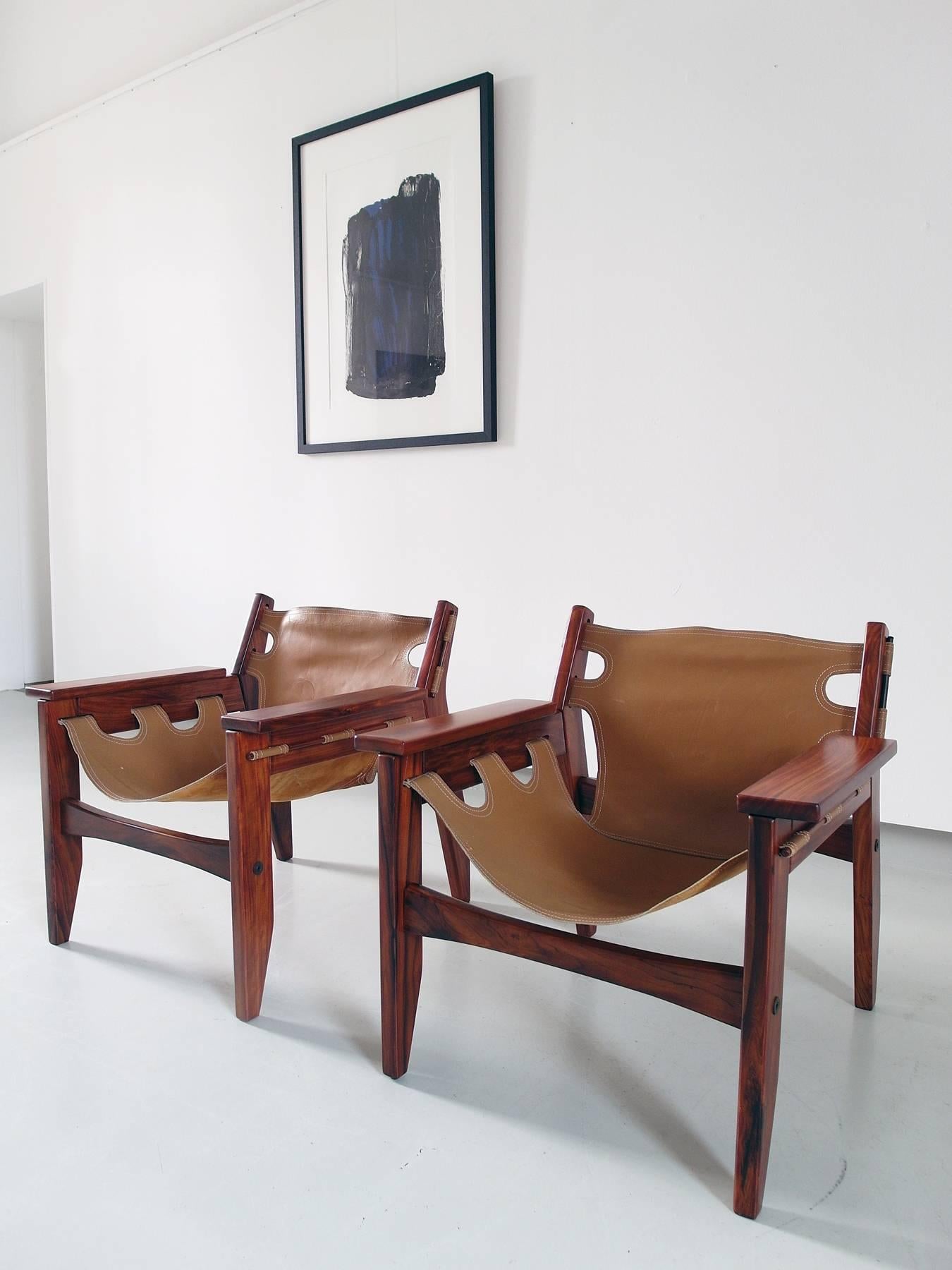 Mid-Century Modern A pair of Sergio Rodrigues Kilin Lounge Chairs for Oca, Brazil, 1973