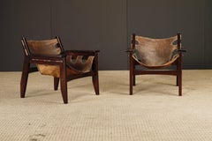 Chaises longues "Kilin" de Sergio Rodrigues en bois de rose et cuir, OCA, Brazil 1970