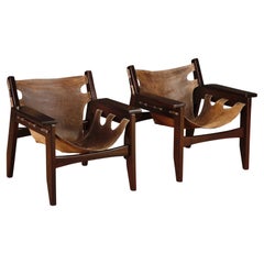Sergio Rodrigues 'Kilin' Lounge Chairs in Rosewood & Leather, OCA, Brazil 1970s