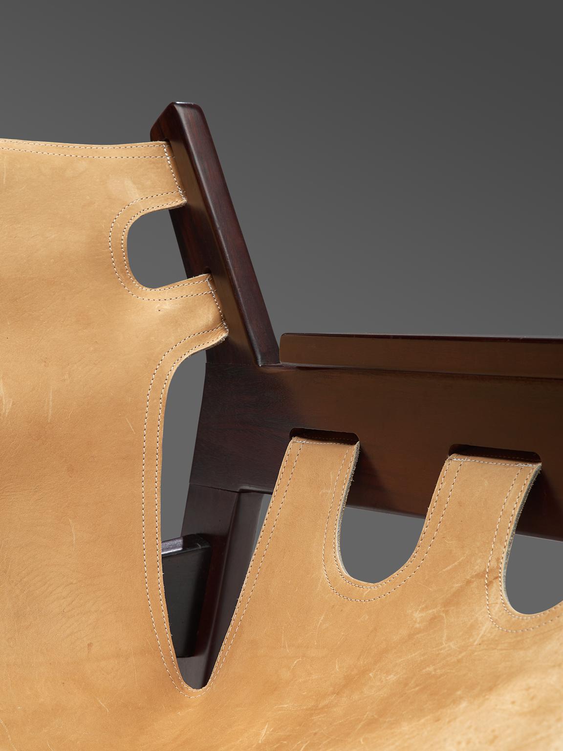 Sergio Rodrigues 'Kilin' Rosewood Armchair with Beige Leather 1