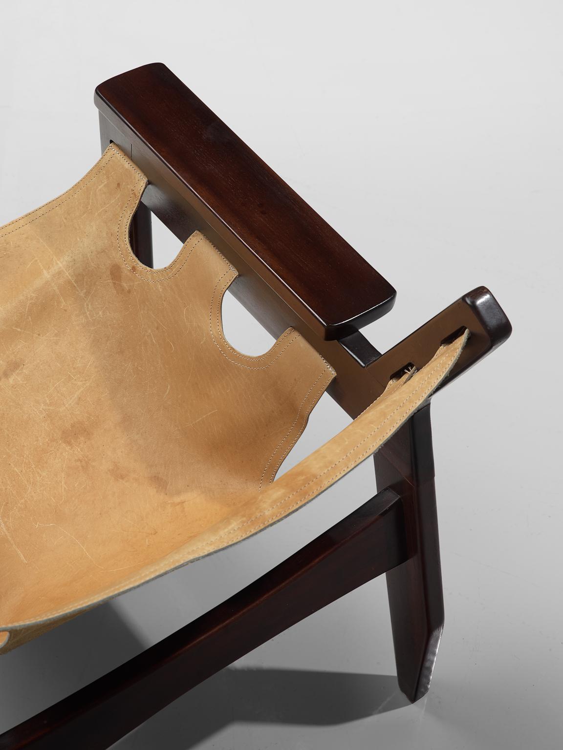 Sergio Rodrigues 'Kilin' Rosewood Armchair with Beige Leather 2