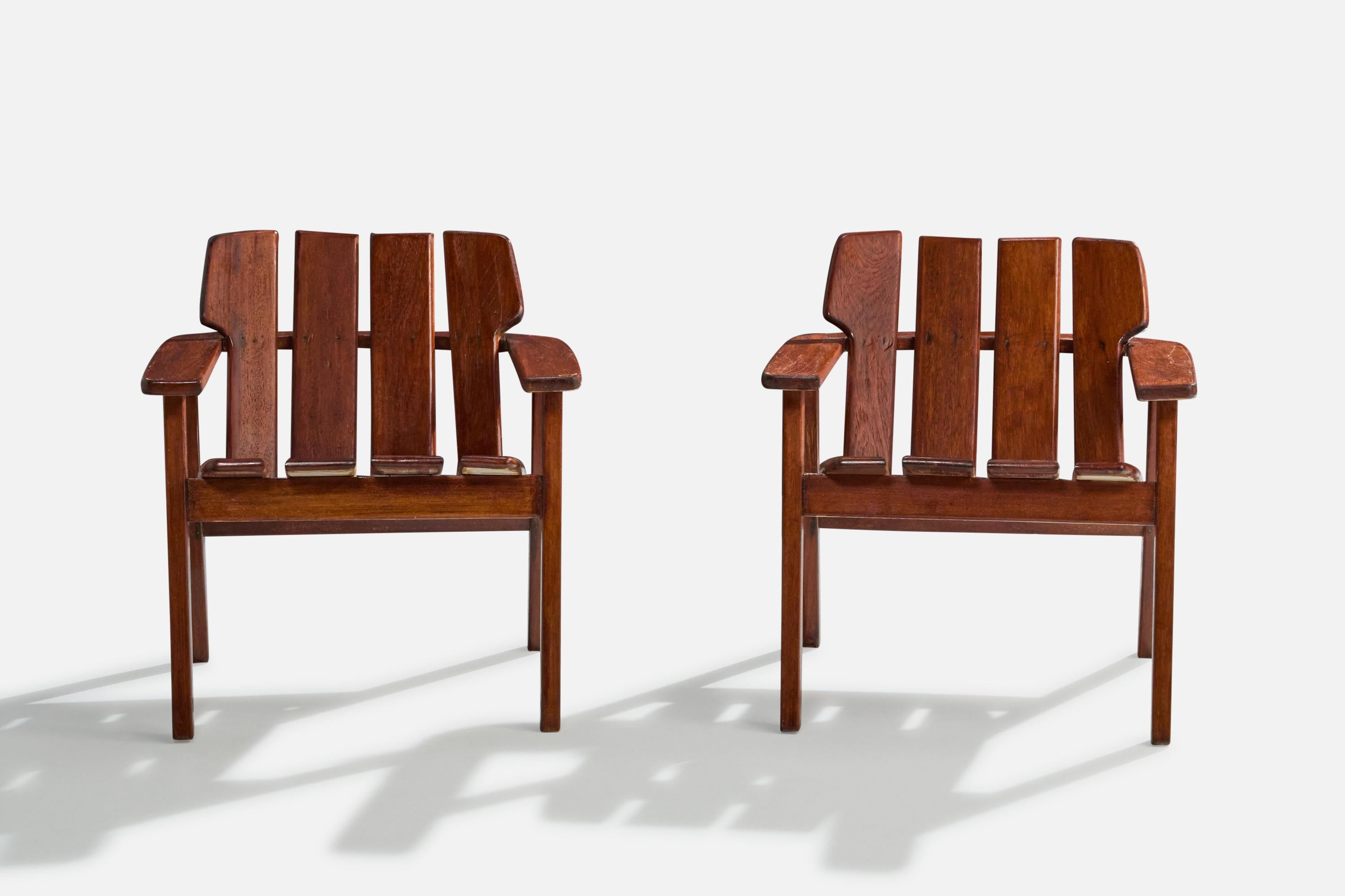 Mid-Century Modern Sergio Rodrigues, Lounge Chairs, Wood, Brazil, 1978 For Sale
