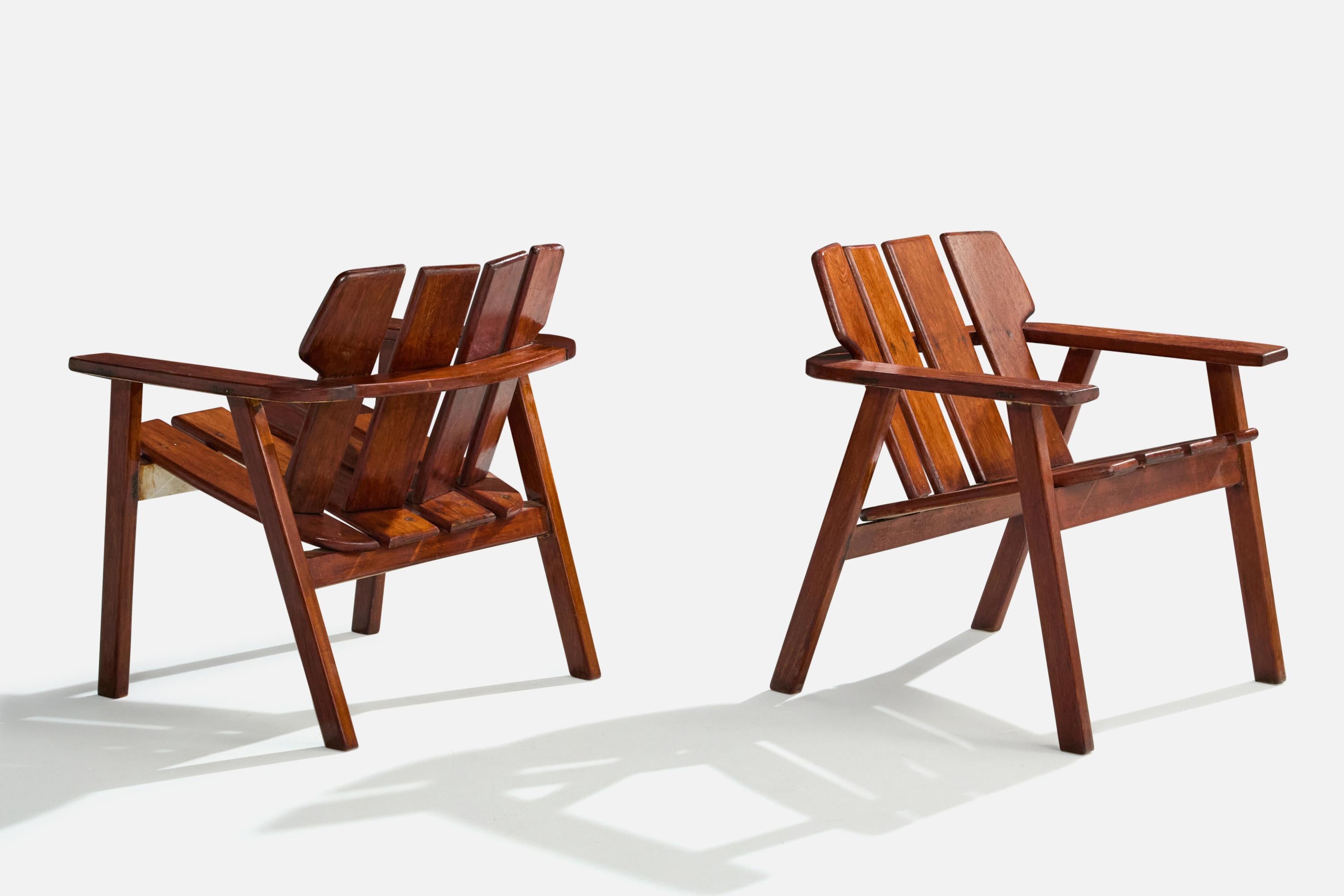 Brazilian Sergio Rodrigues, Lounge Chairs, Wood, Brazil, 1978 For Sale