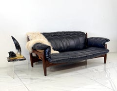 Sergio Rodrigues Mole Sheriff Sofa, Jacaranda Rosewood, Leather, 1960's
