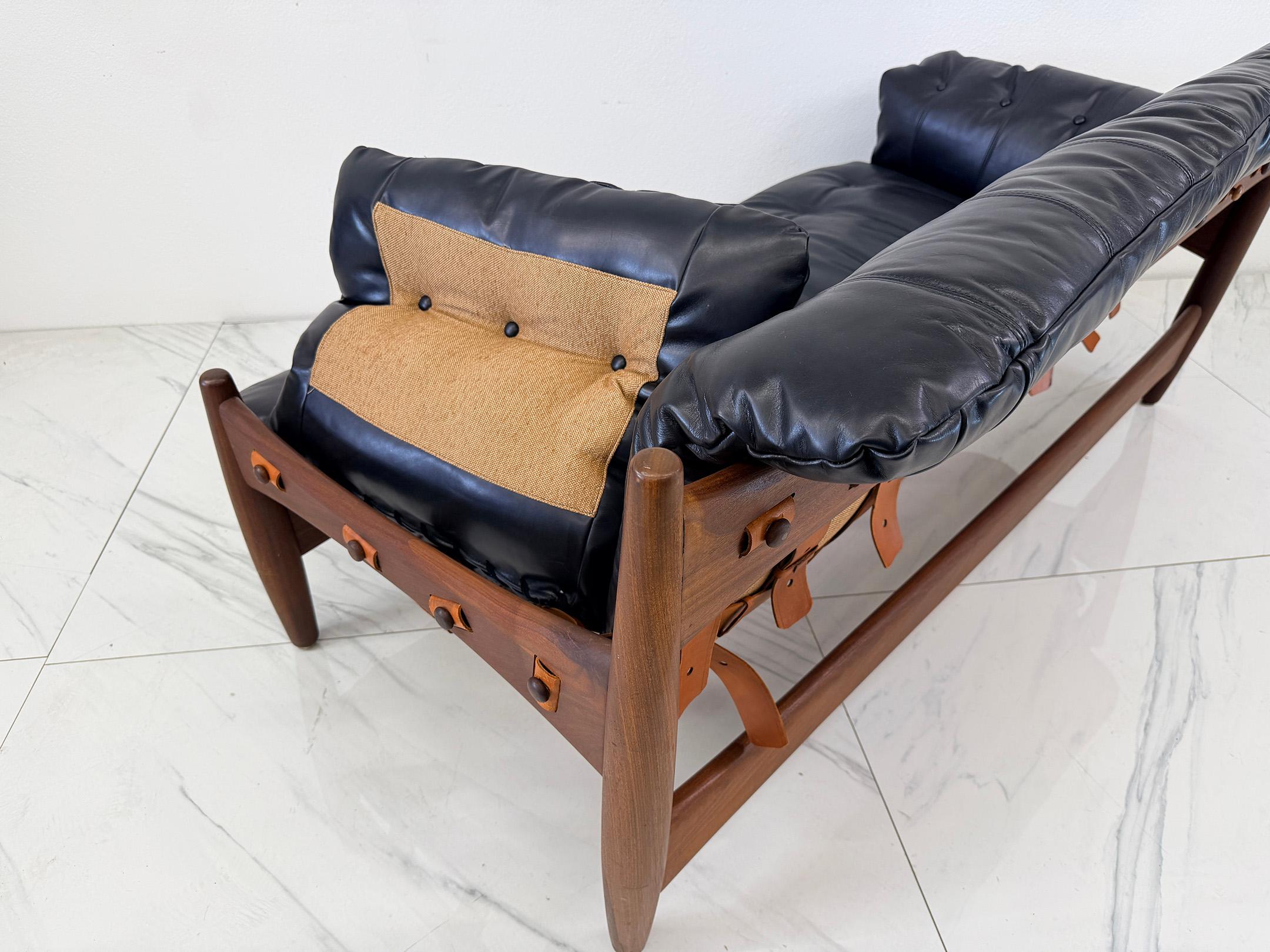Sergio Rodrigues Mole Sheriff Sofa, Jacaranda Palisanderholz, Leder, 1960er Jahre (Handgefertigt) im Angebot