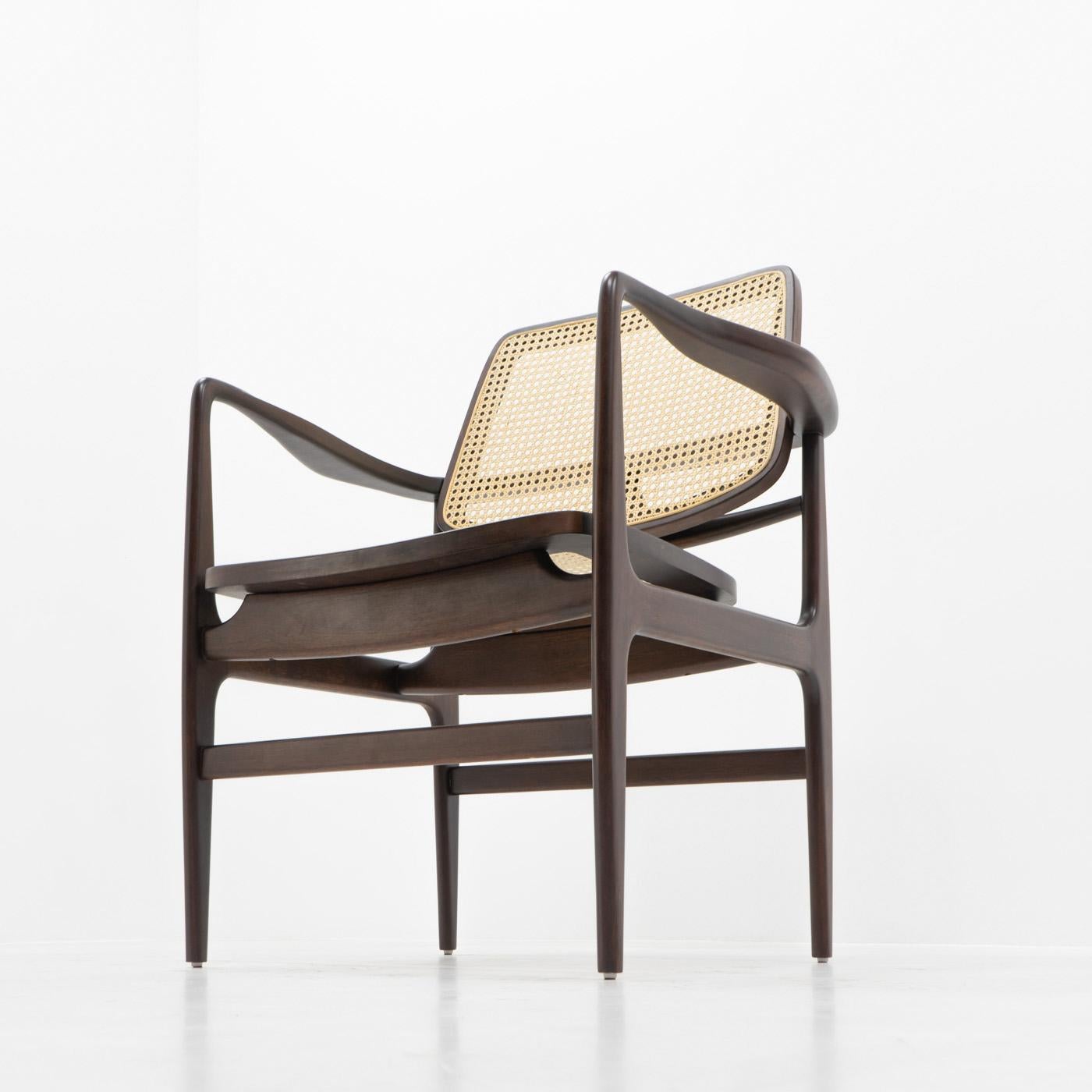 Sergio Rodrigues set the standard for Modern furniture in Brazil during the 1950s. 
His works have become a reference for Brazilian design, which often use indigenous wood species such as jacaranda and imbuia:

One of his most known designs is the