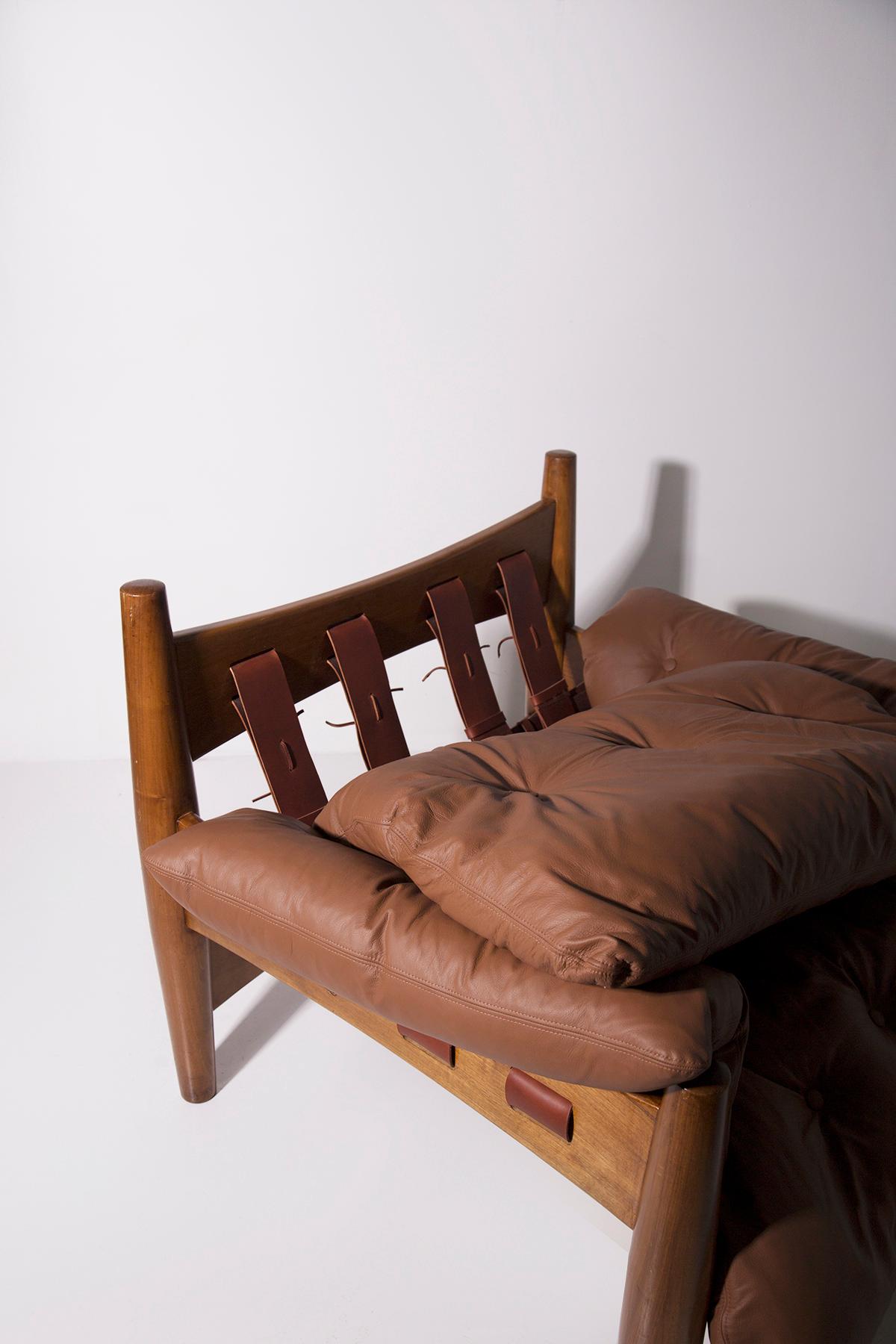 Sergio Rodrigues Pair of armchairs Mole in leather For Sale 7