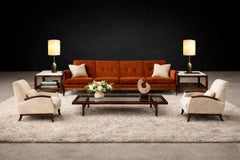 Sergio Rodrigues Pair of Brazilian Rosewood & White Marble Side Tables, Brazil