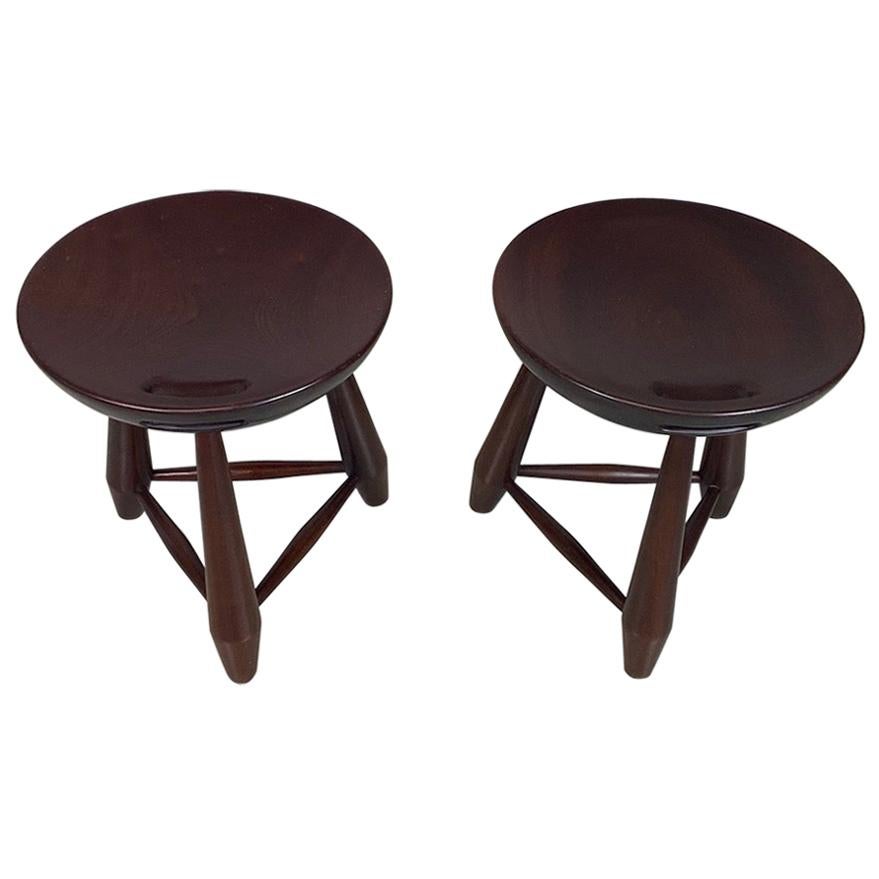 Sergio Rodrigues Pair of "Mocho" Stools, Manufactured by Oca, Brazil For Sale