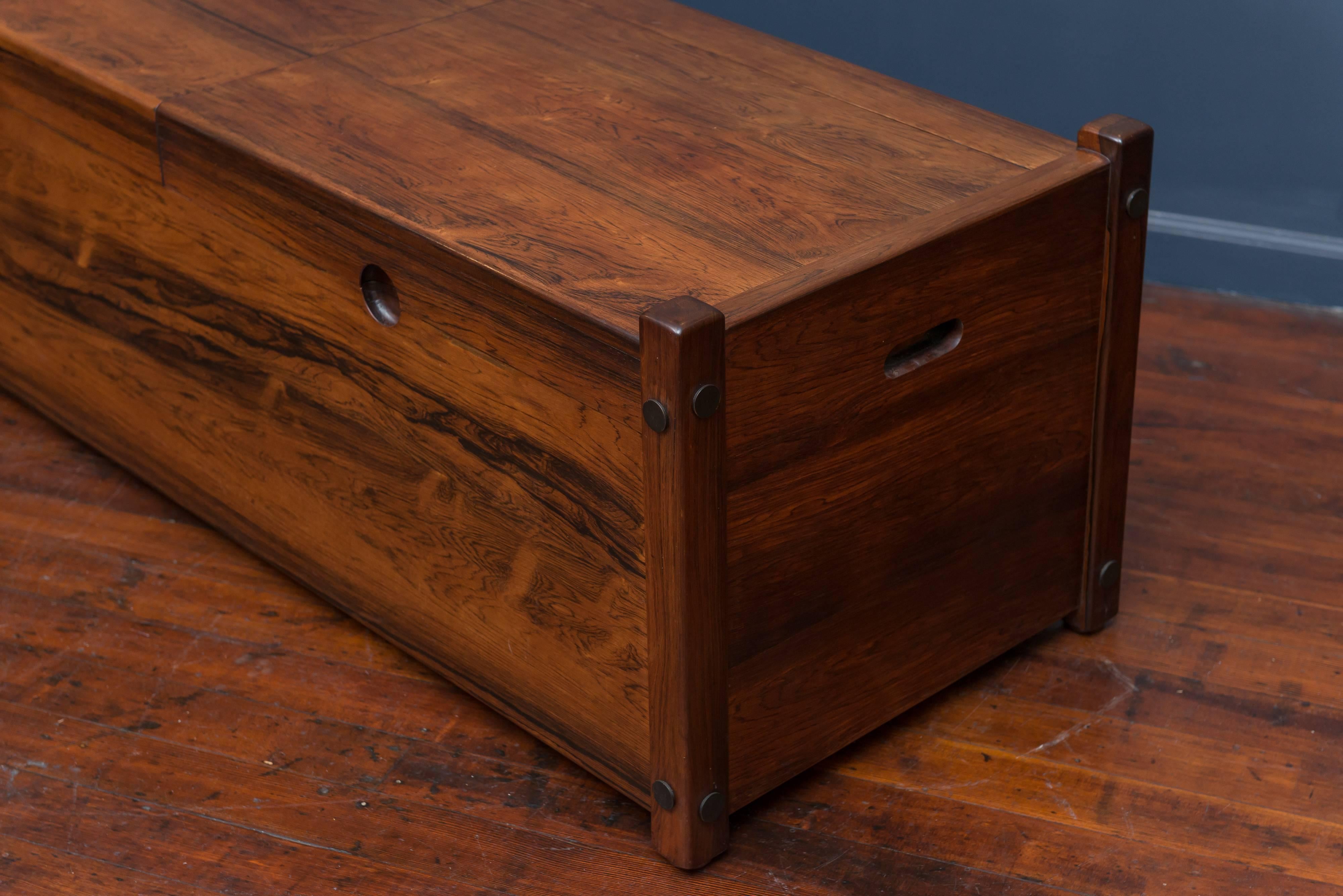 Sergio Rodrigues design blanket chest or storage chest made from Brazilian rosewood. Excellent original condition, stamped.