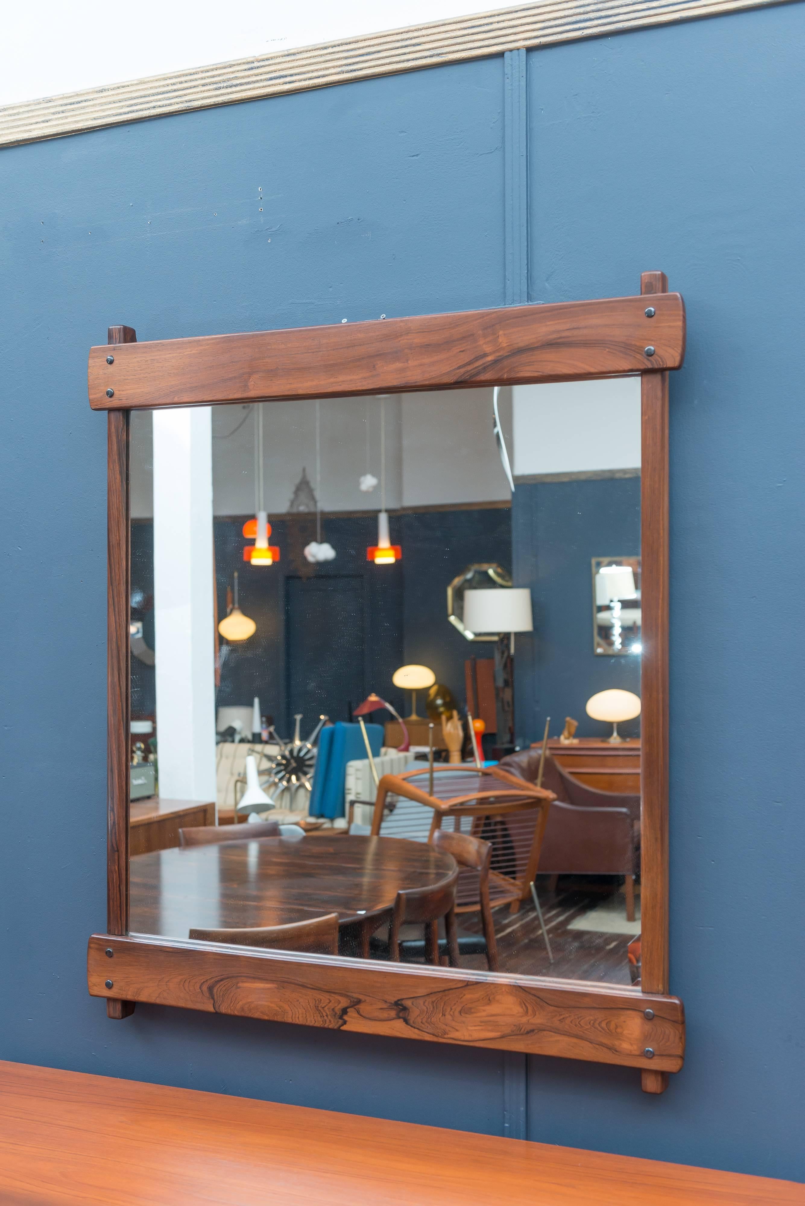 Brazilian Sergio Rodrigues Rosewood Wall Mirror For Sale