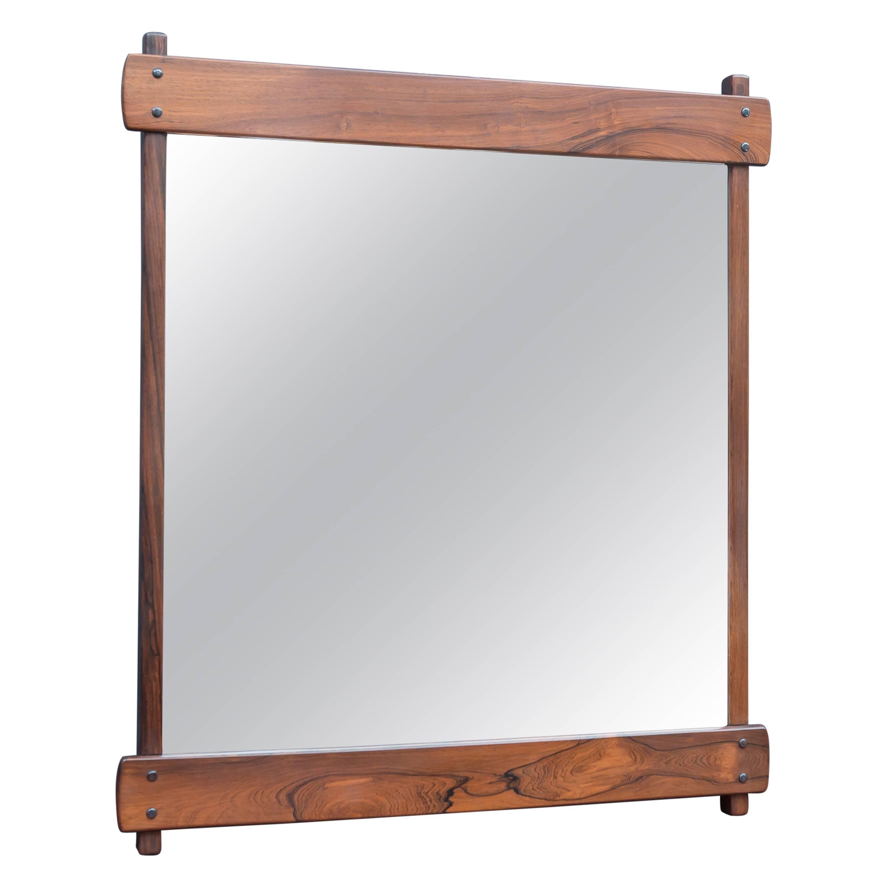 Sergio Rodrigues Rosewood Wall Mirror For Sale