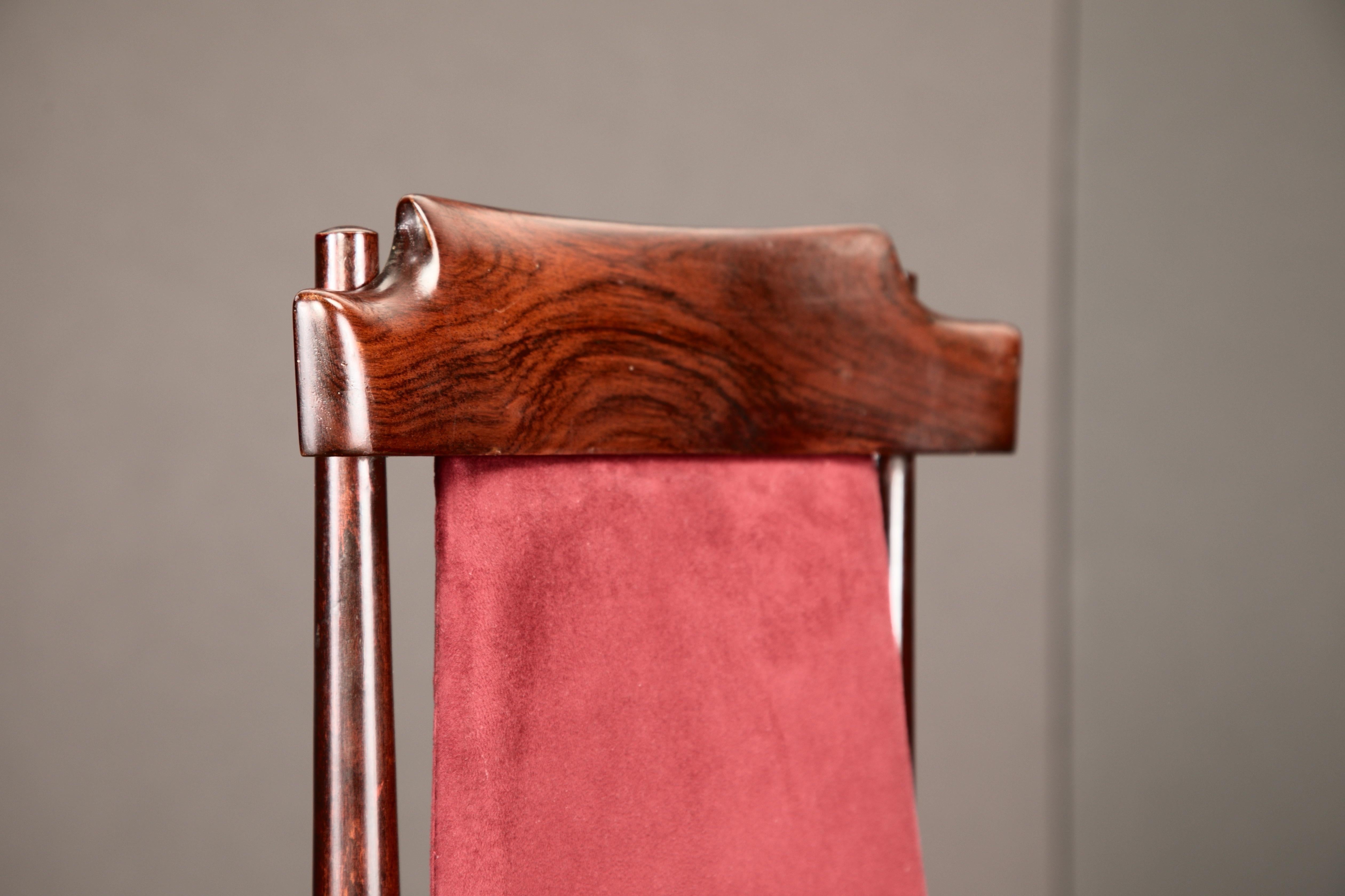 Sergio Rodrigues Set of 6 Brazilian Modern Dining Chairs in Rosewood, 1950s For Sale 11