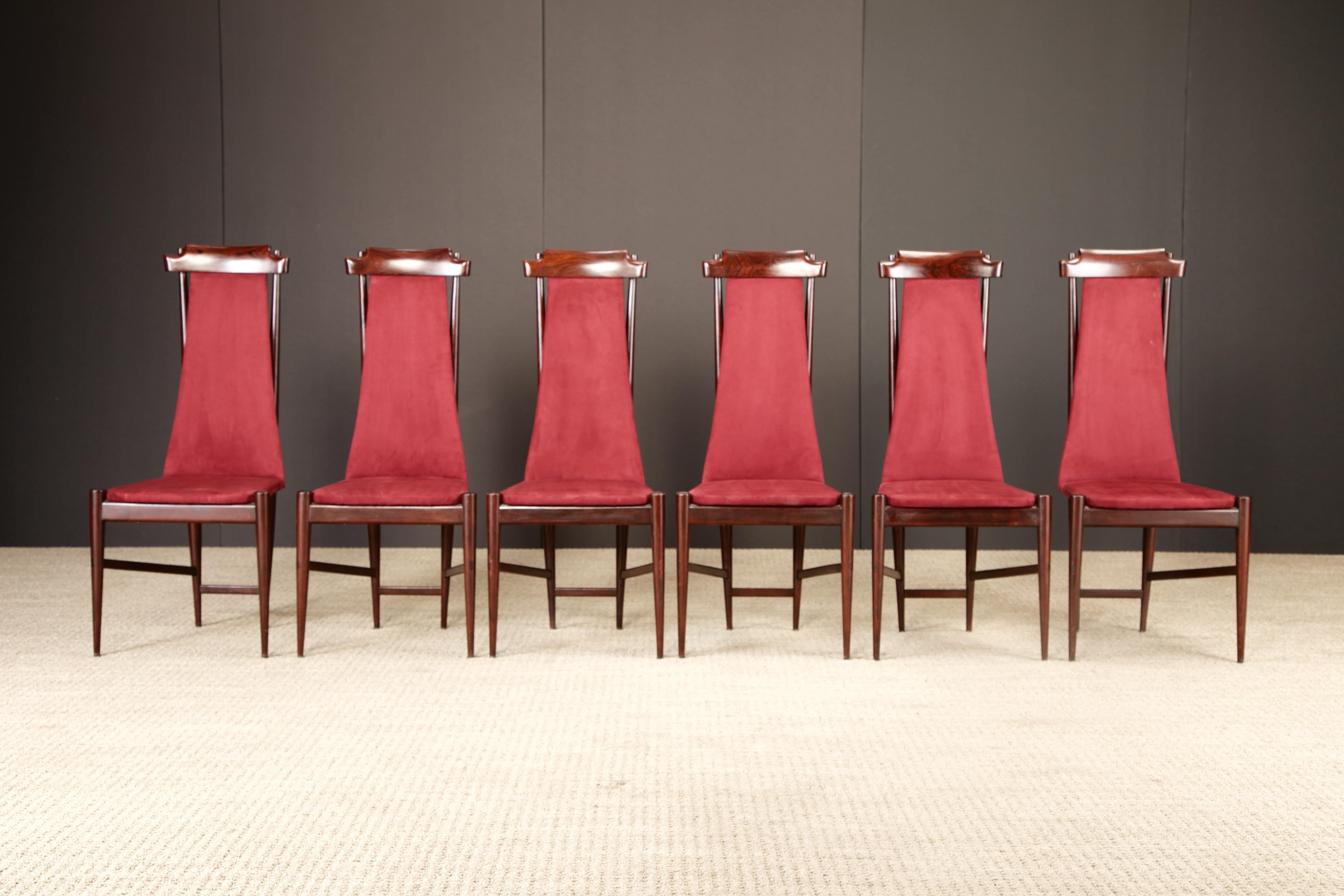 Sergio Rodrigues Set of 6 Brazilian Modern Dining Chairs in Rosewood, 1950s In Good Condition For Sale In Los Angeles, CA